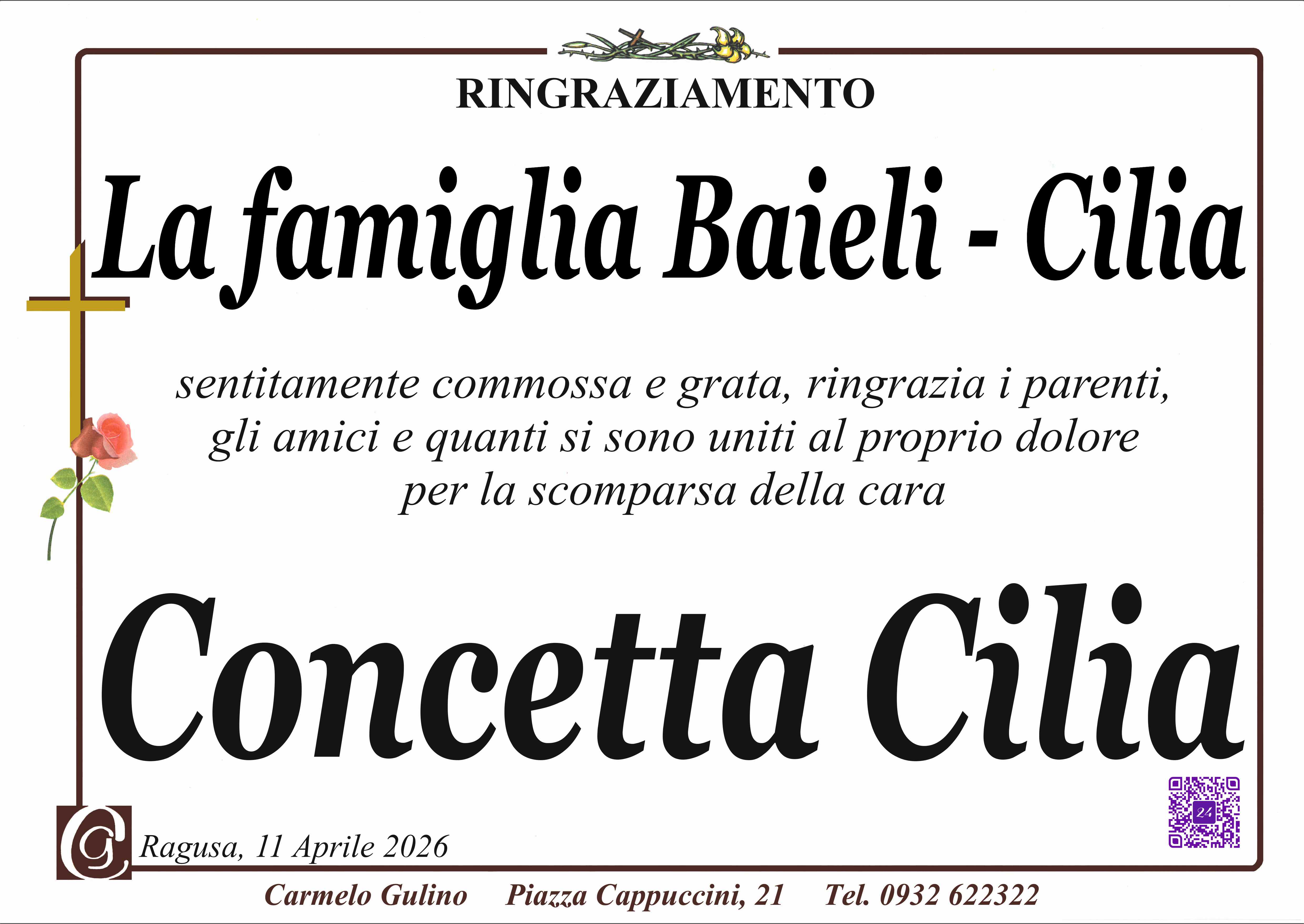 Ringraziamento: famiglia Baieli-Cilia