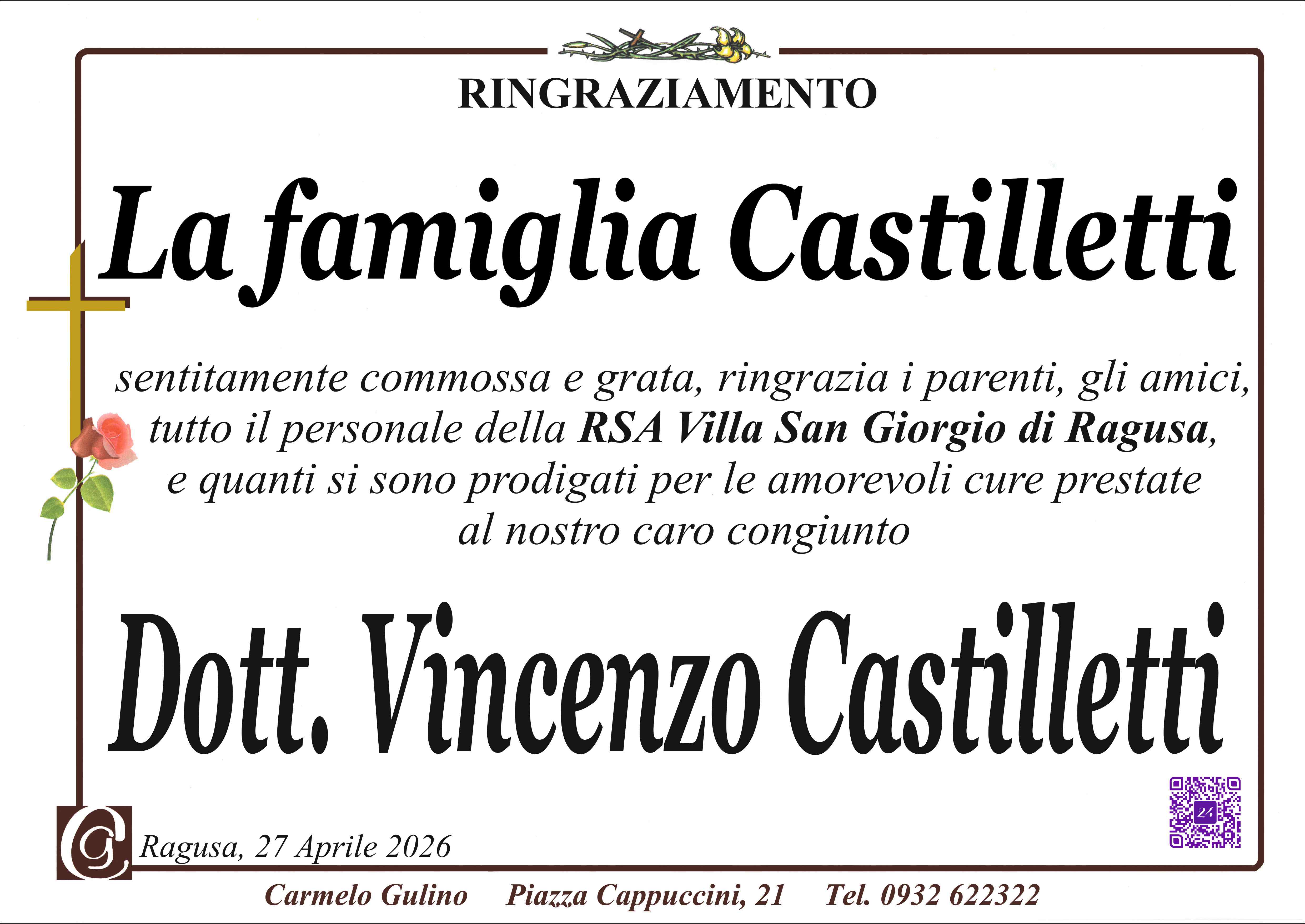 Ringraziamento: famiglia Castilletti