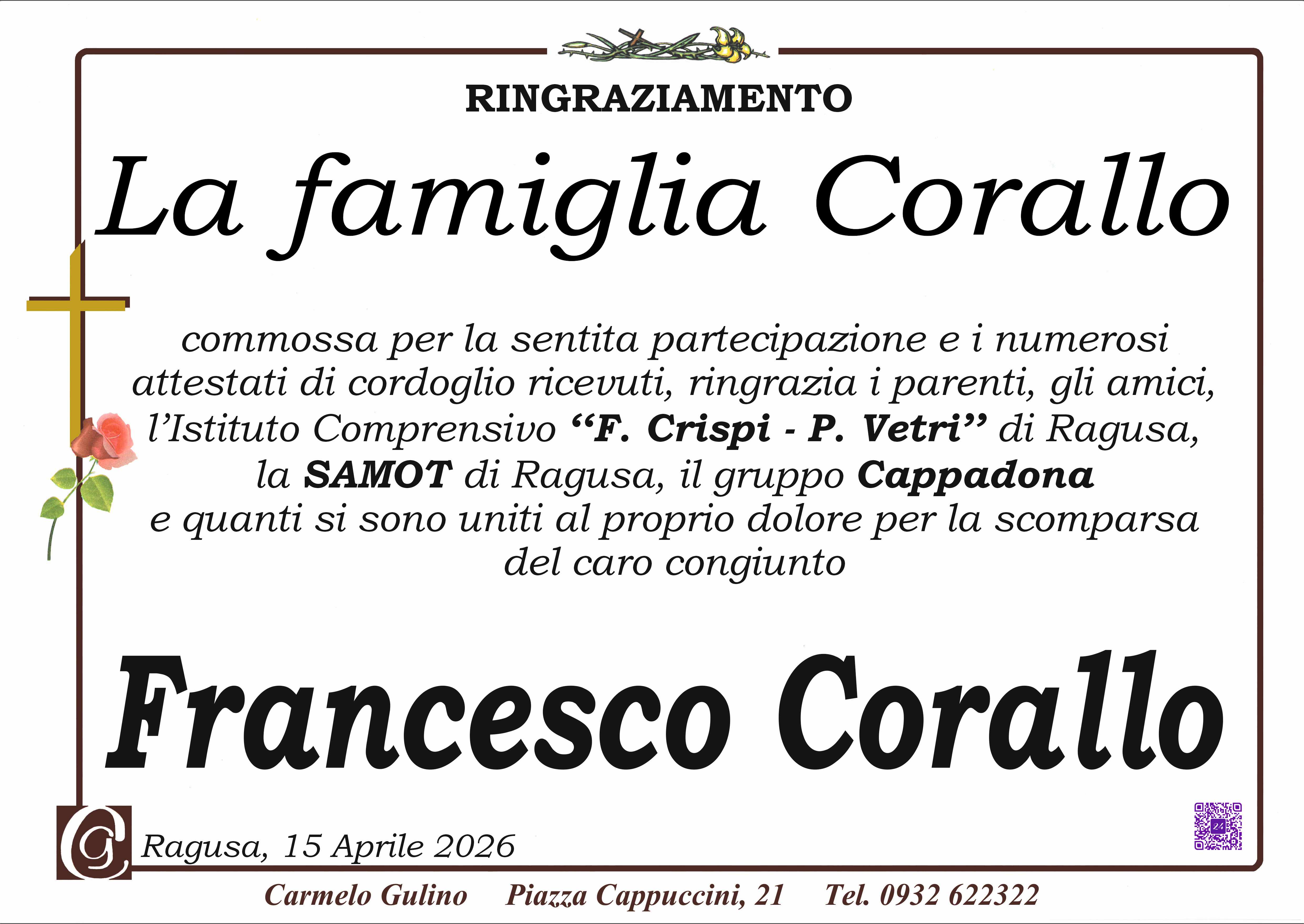 Ringraziamento: famiglia Corallo