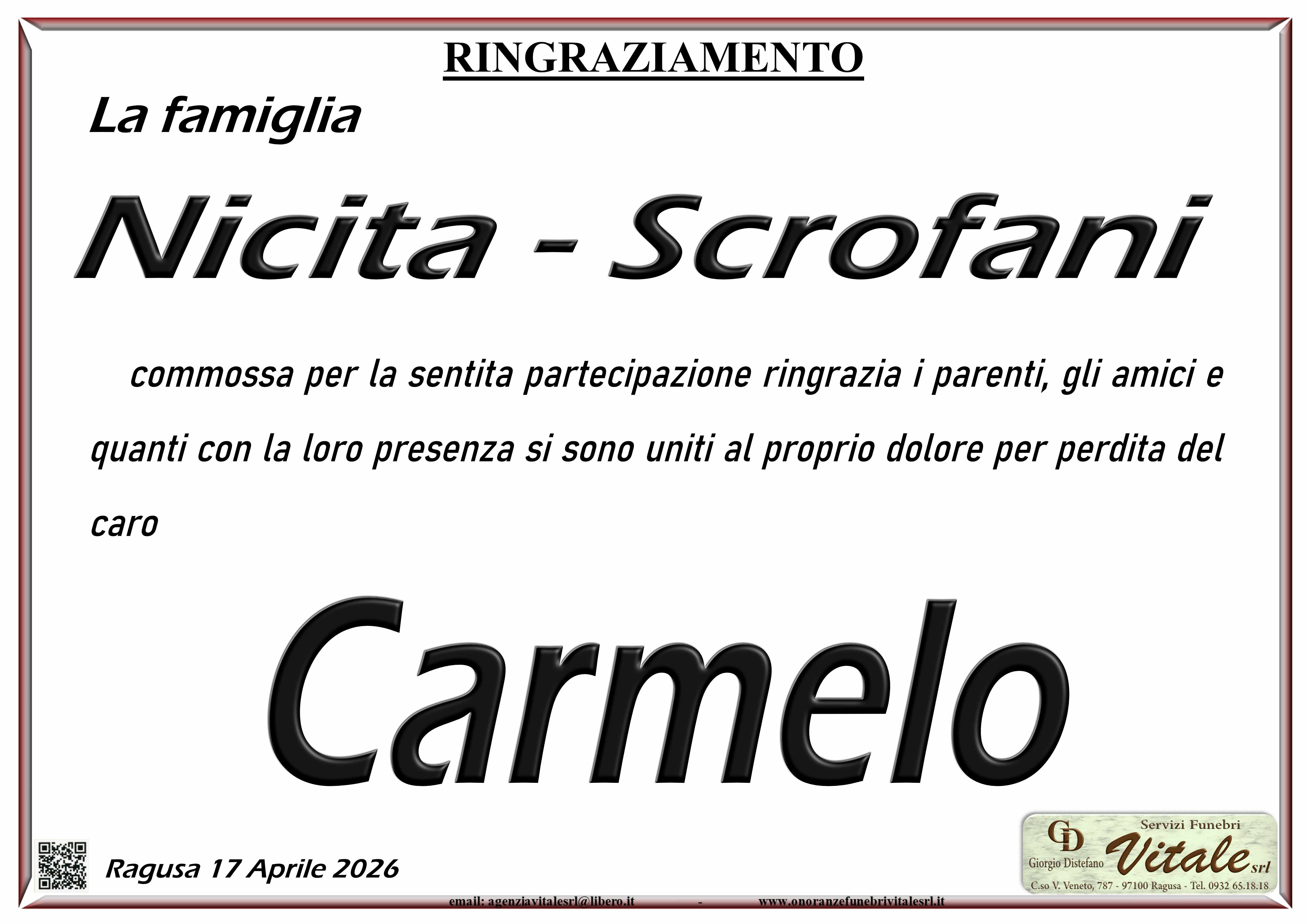 Ringraziamento: famiglia Nicita-Scrofani