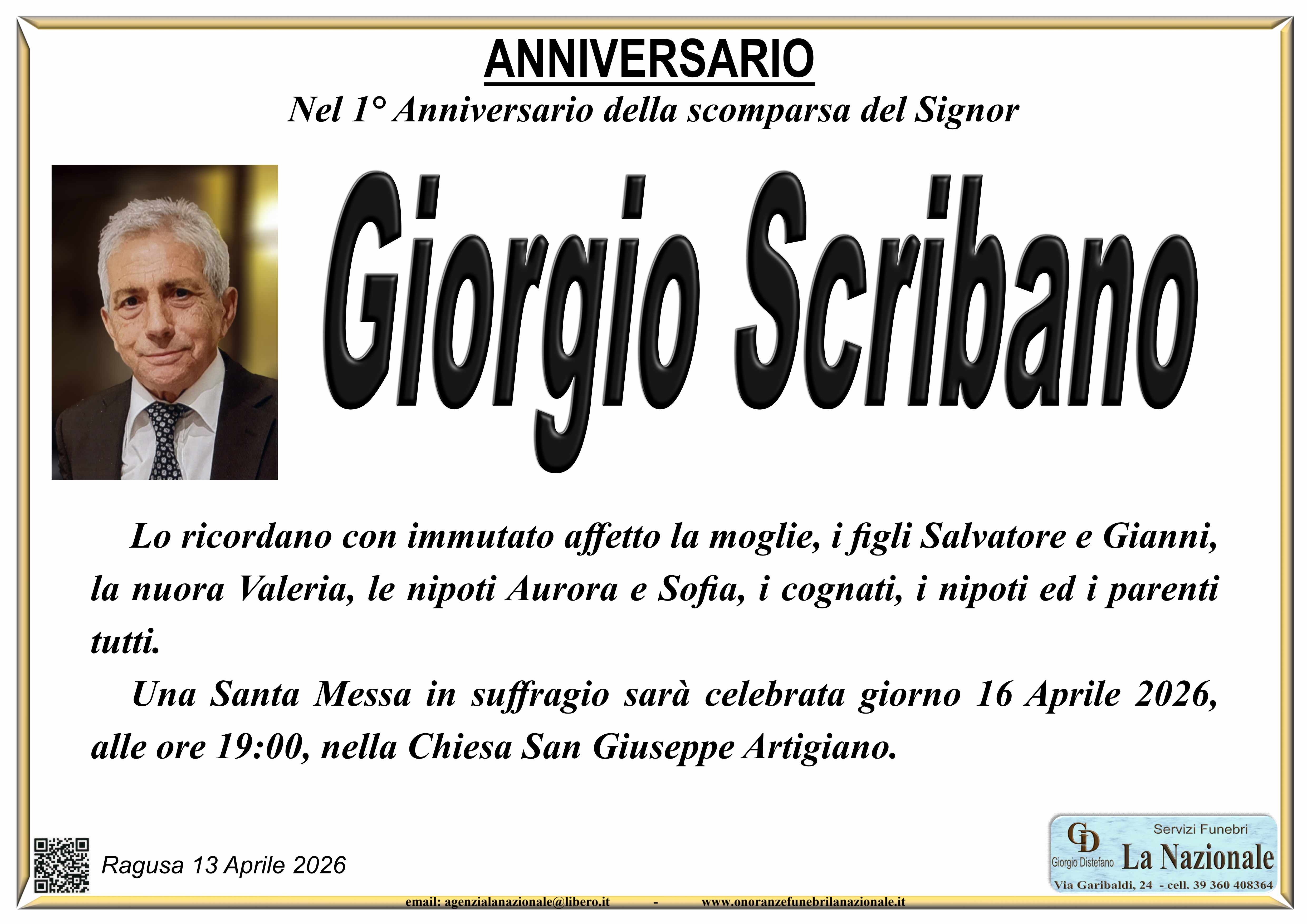 Anniversario: Giorgio Scribano