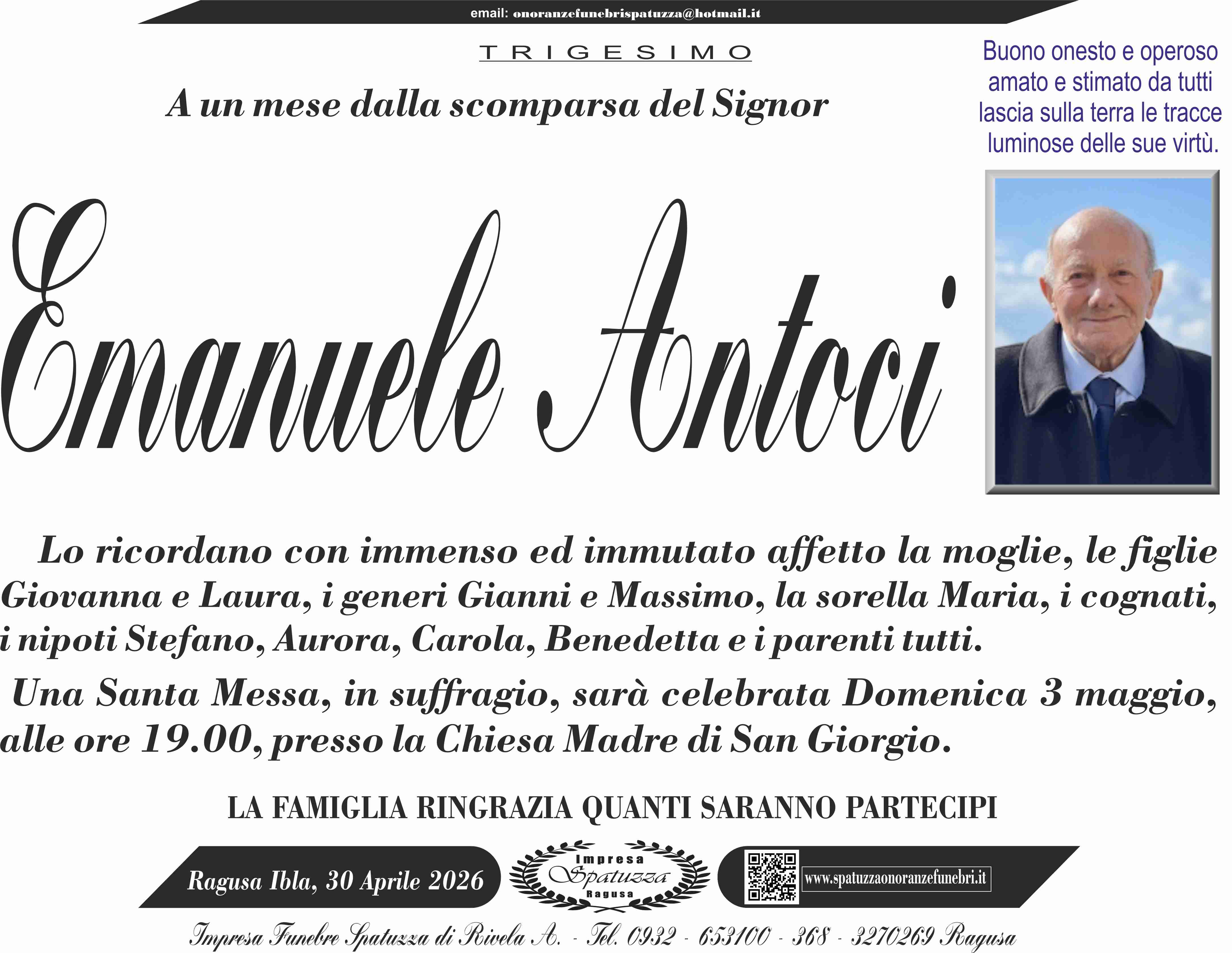 Trigesimo: Emanuele Antoci