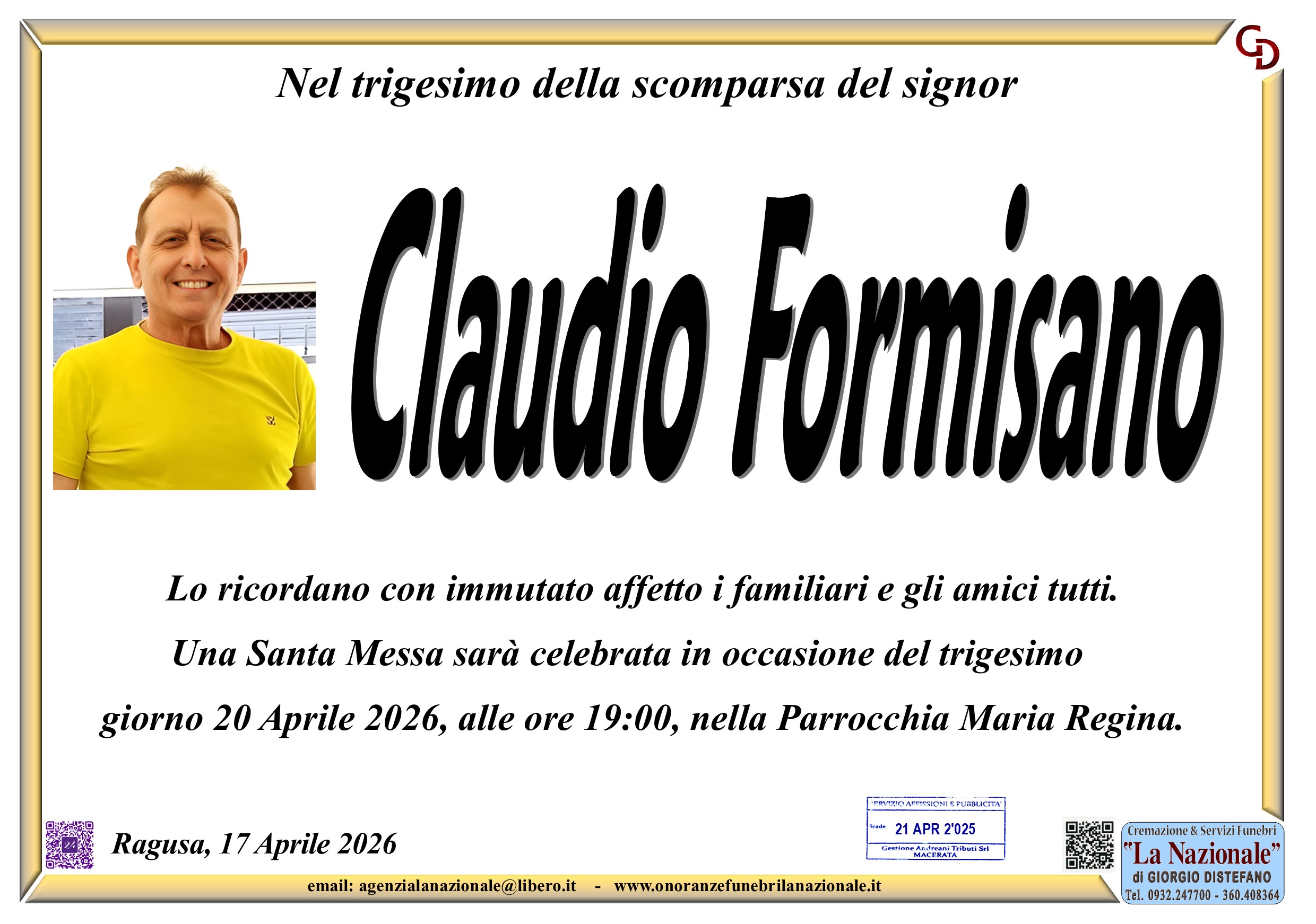 Trigesimo: Claudio Formisano