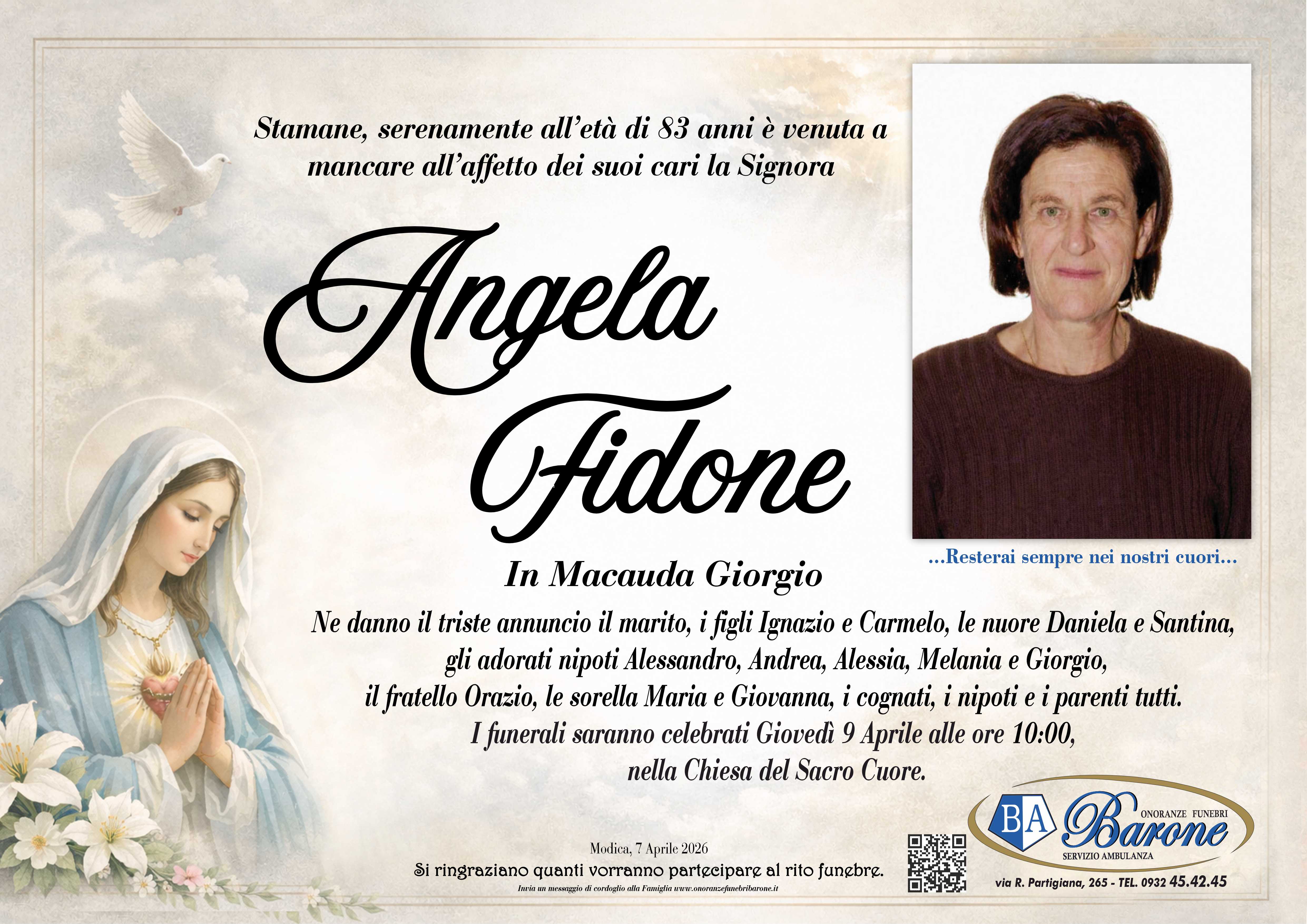 Necrologi: Angela Fidone
