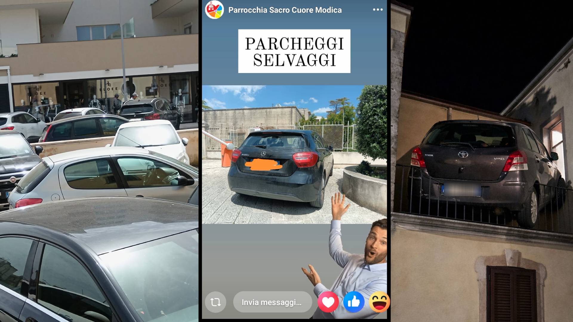 Il parroco del Sacro Cuore di Modica tra ironia e amarezza si affida ai social contro i “parcheggi selvaggi”