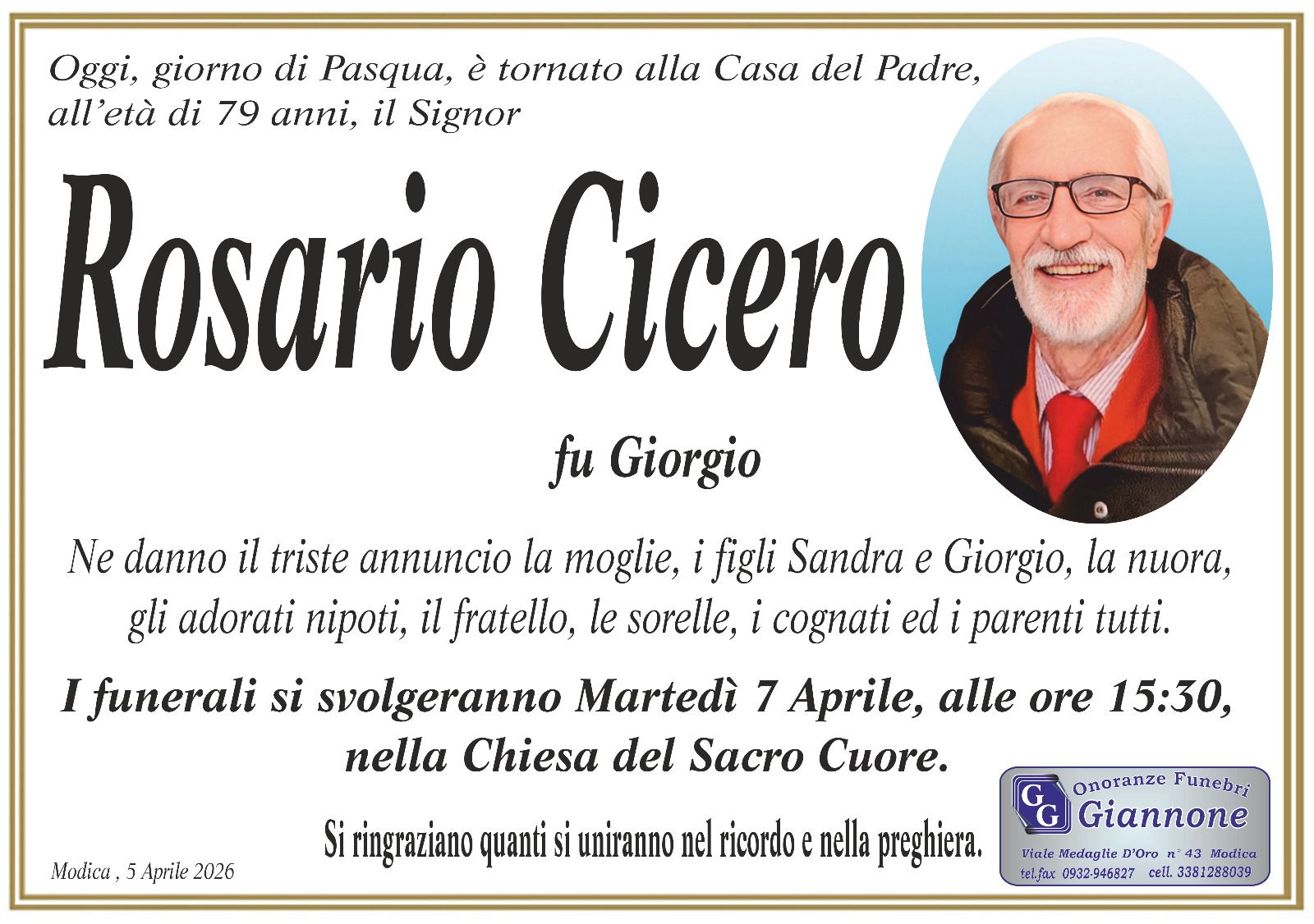 Necrologi: Rosario Cicero