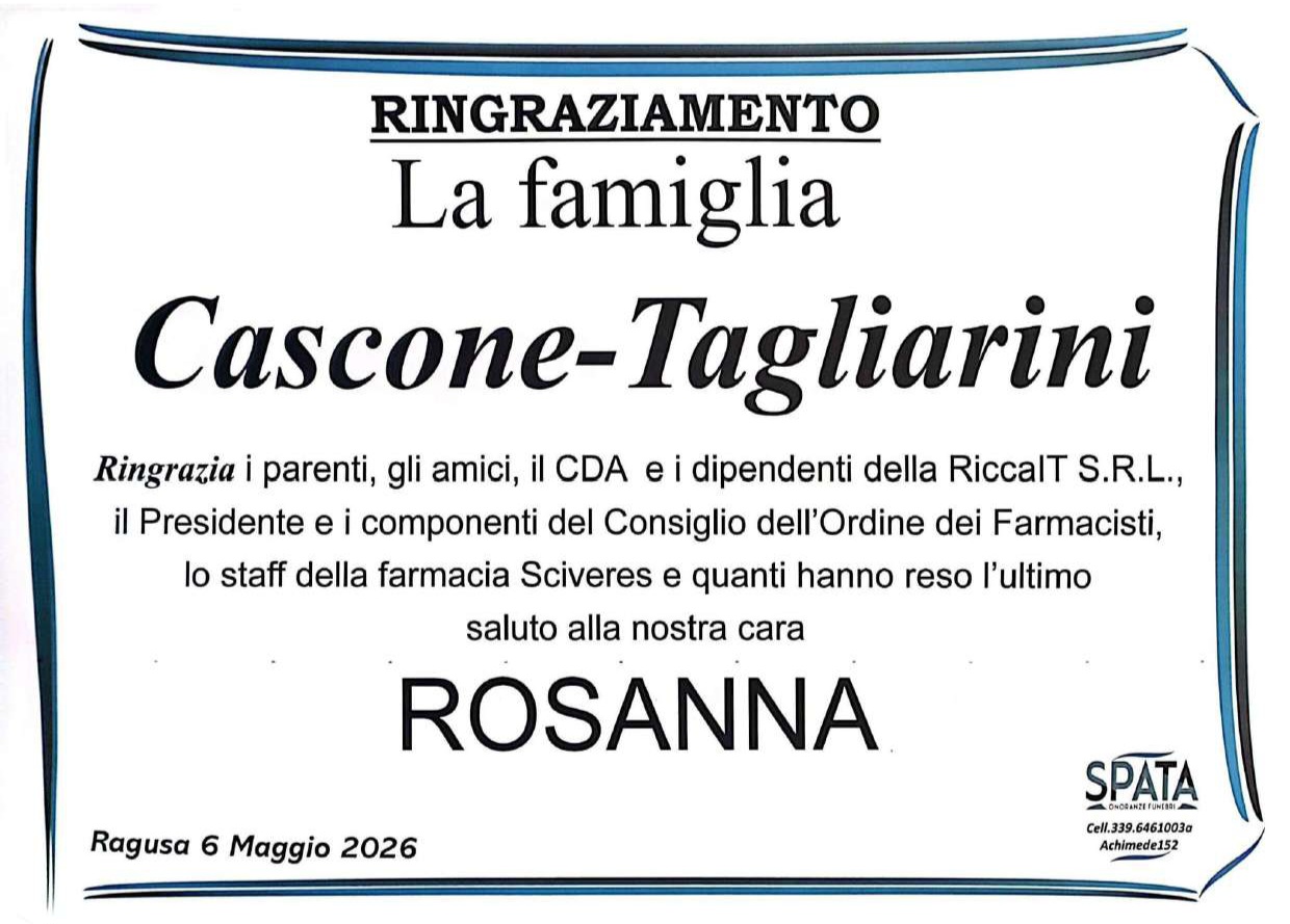 Ringraziamento: famiglia Cascone-Tagliarini