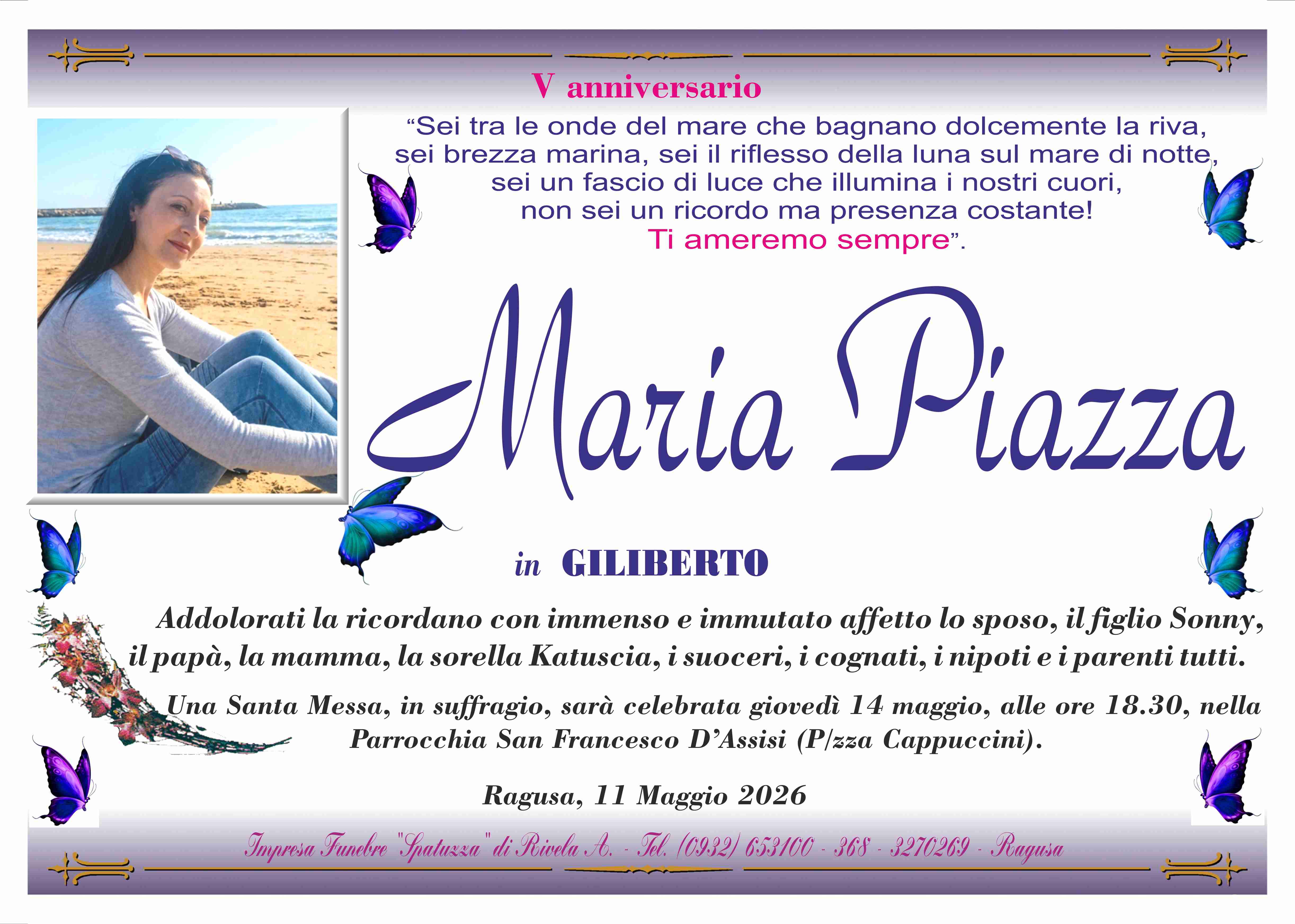 Anniversario: Maria Piazza