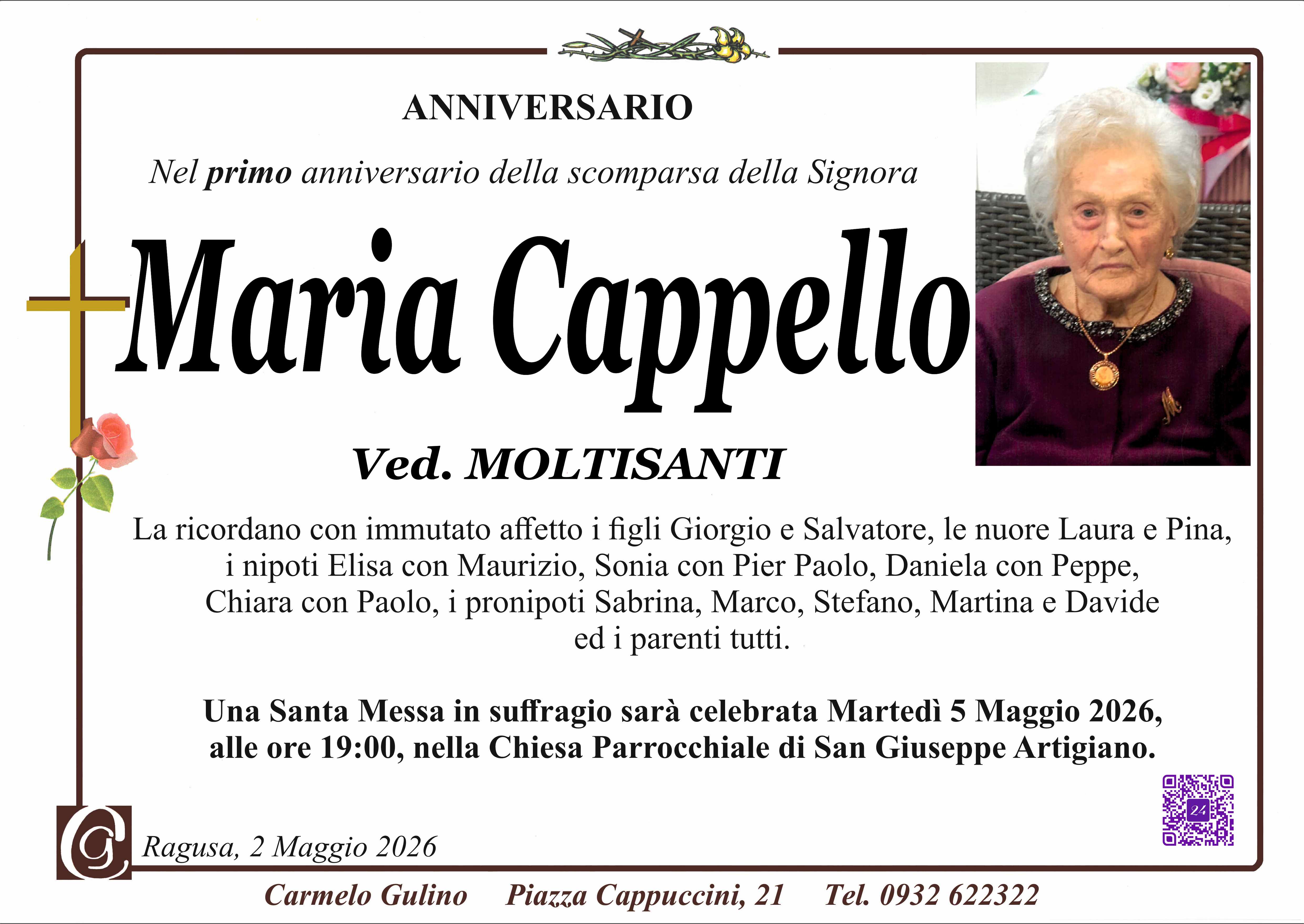 Anniversario: Maria Cappello