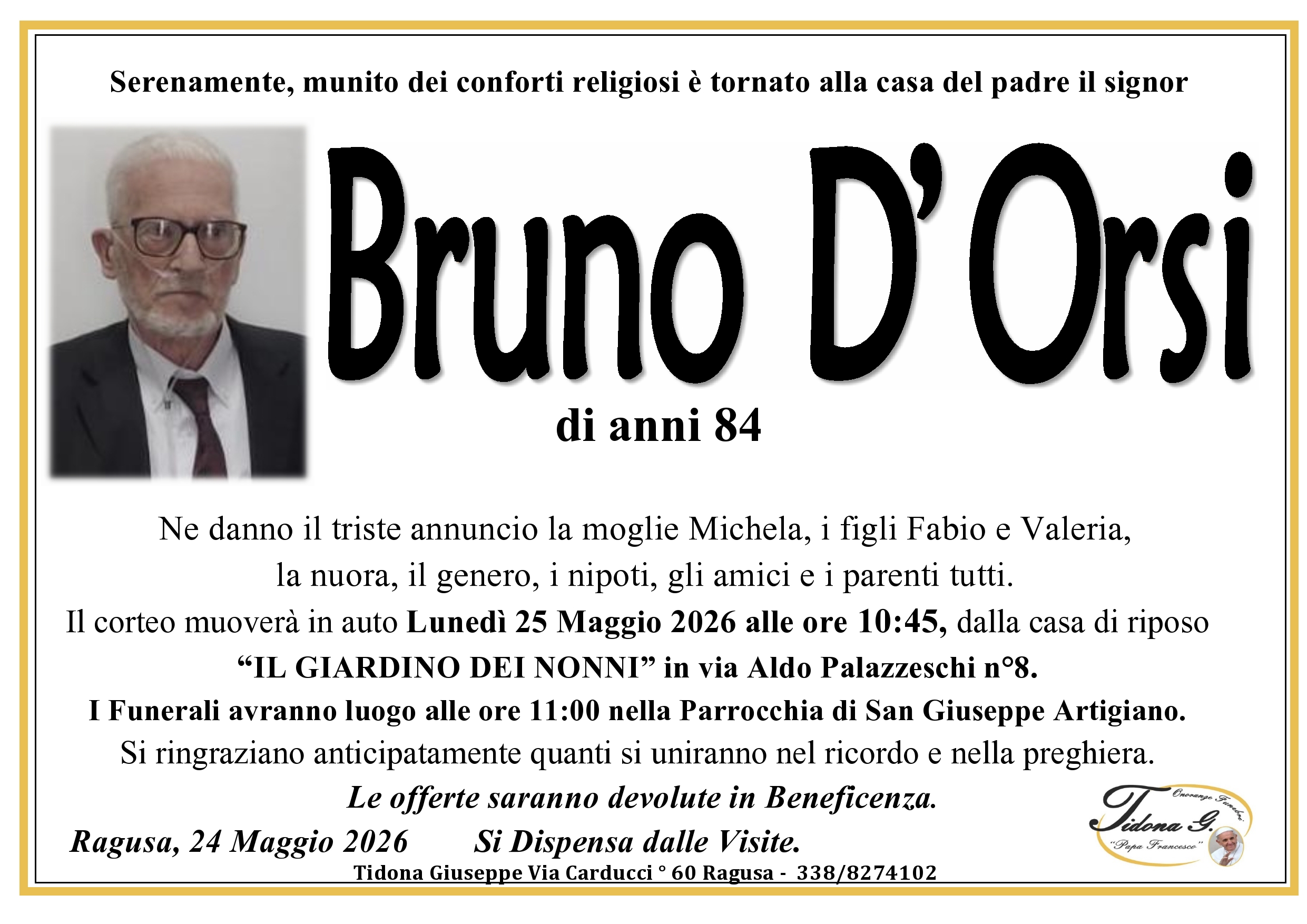 Necrologi: Bruno D’Orsi