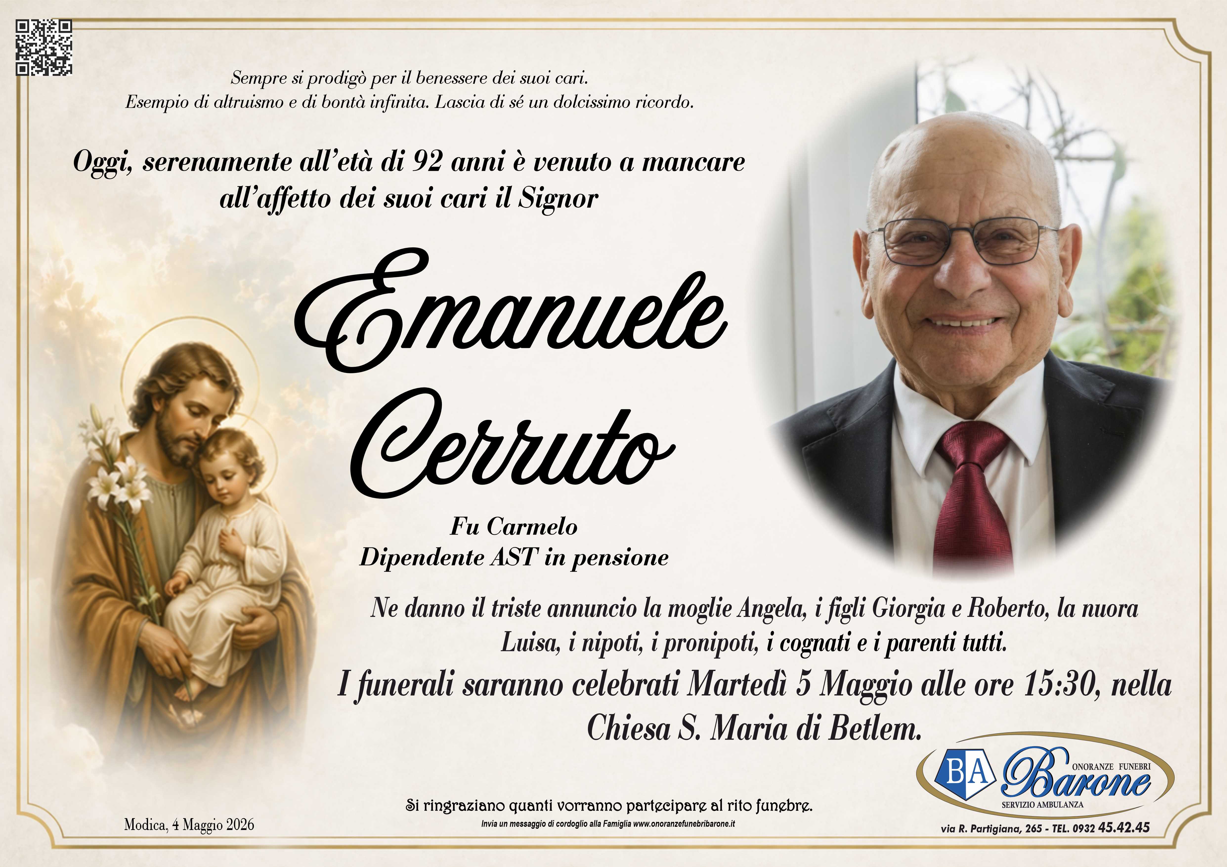 Necrologi: Emanuele Cerruto