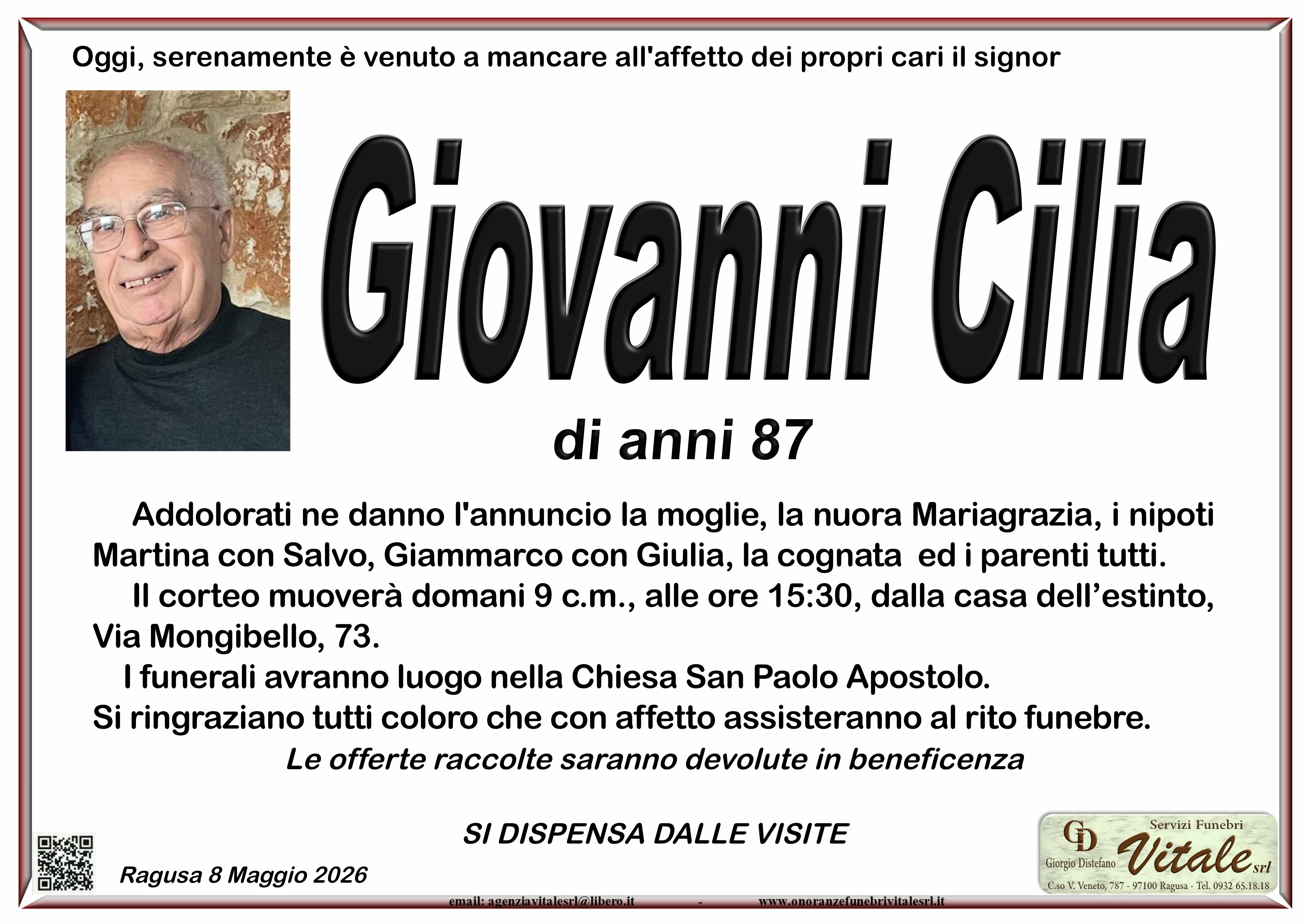 Necrologi: Giovanni Cilia