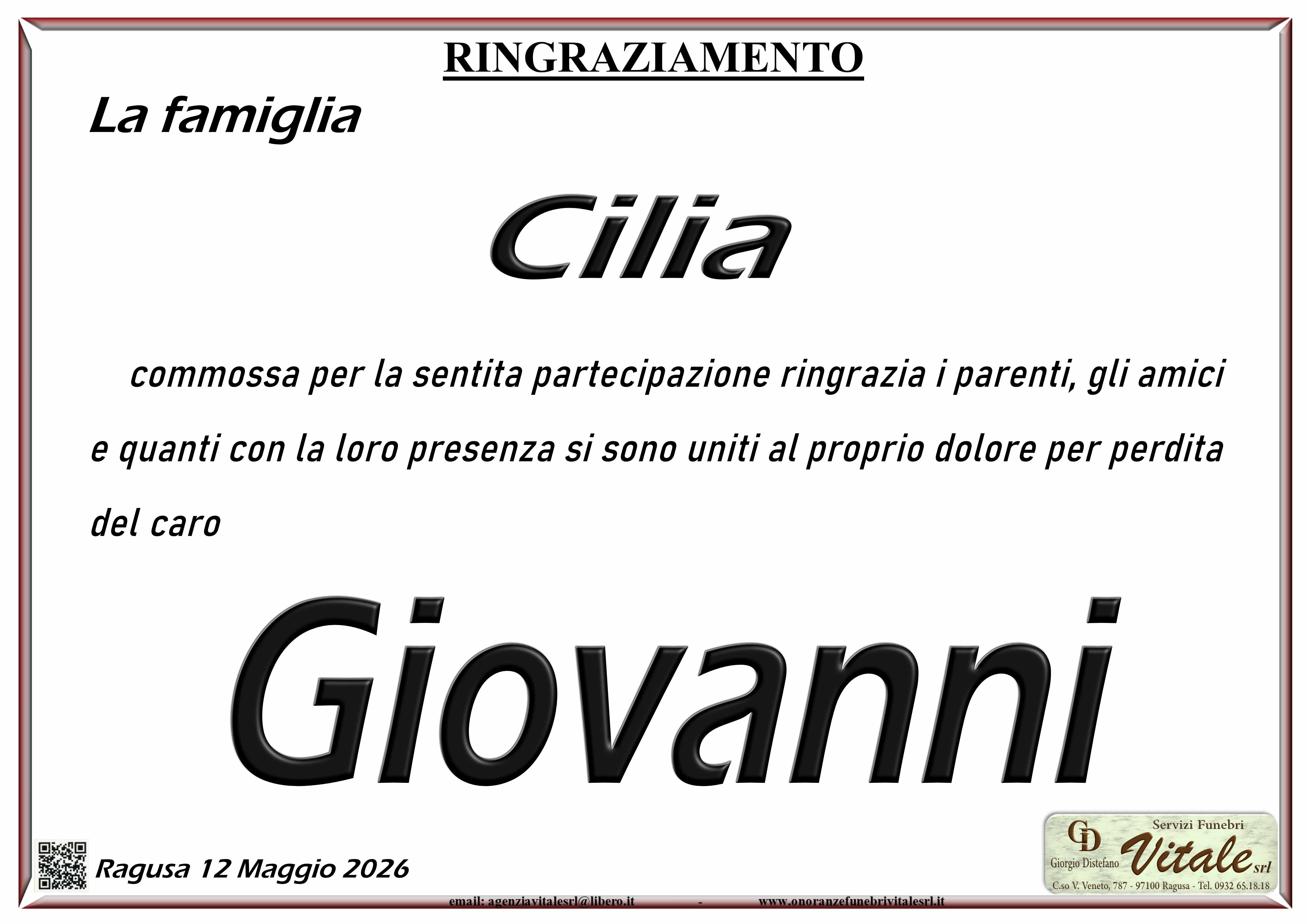 Ringraziamento: famiglia Cilia