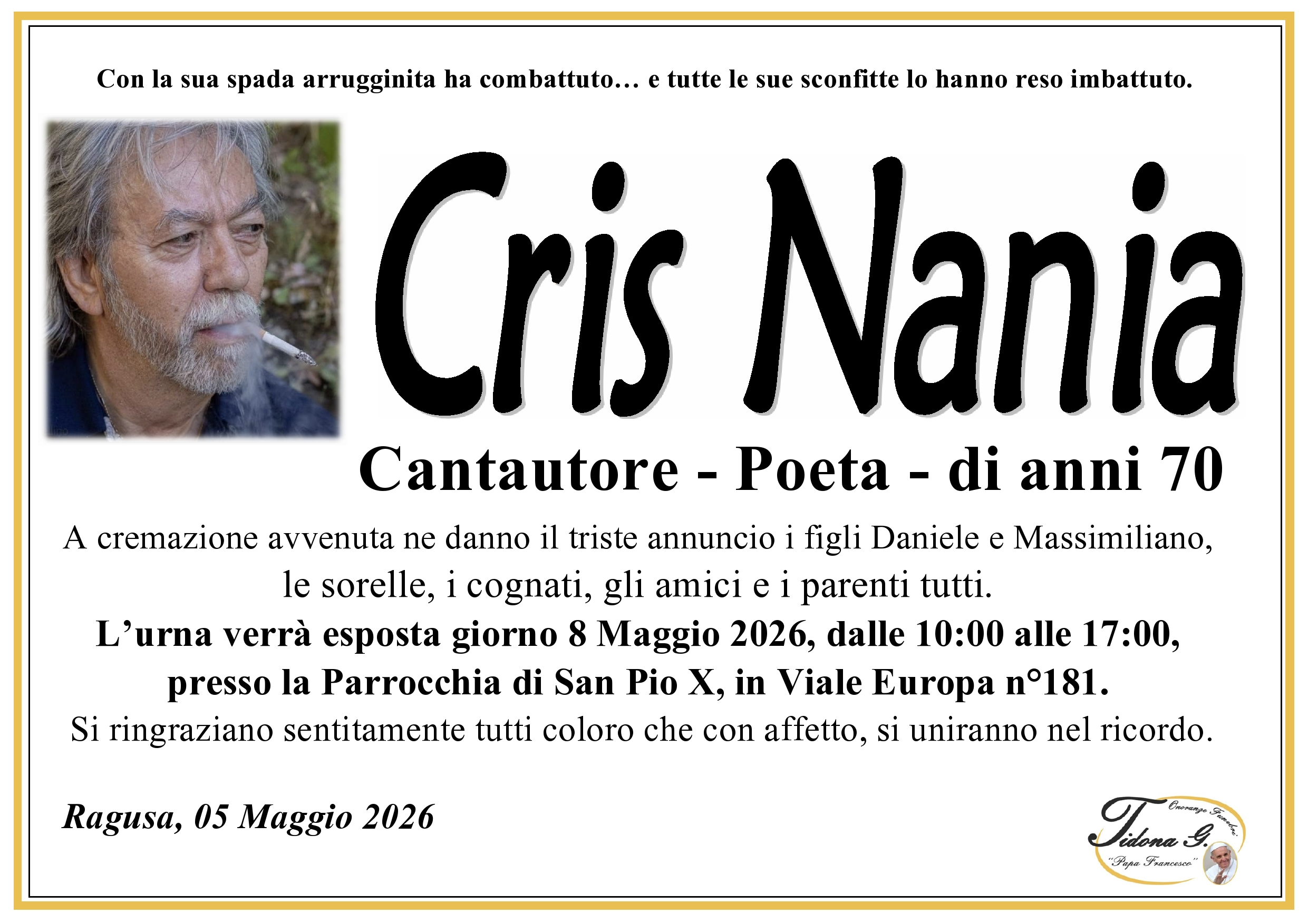 Necrologi: Cris Nania