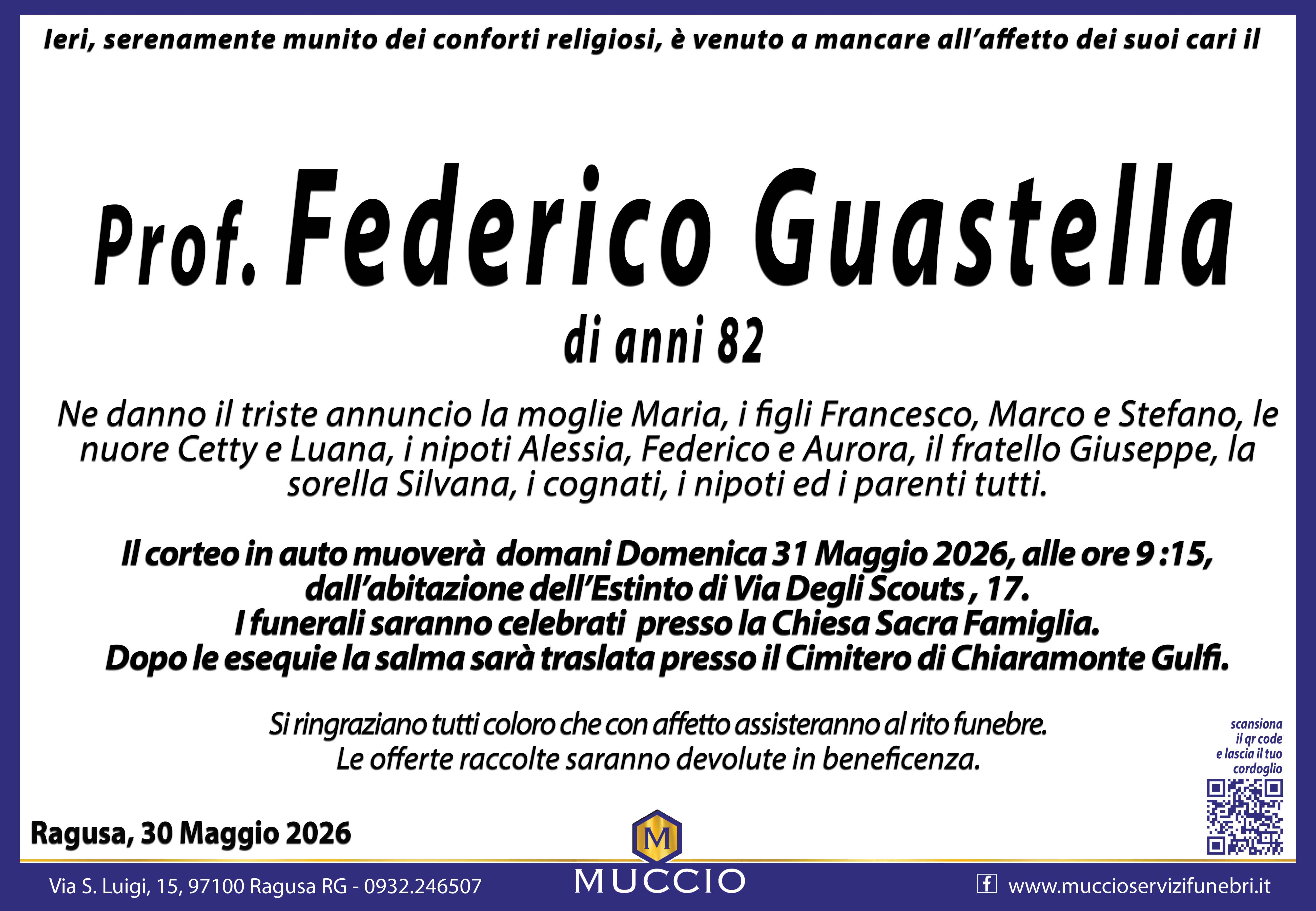 Necrologi: Federico Guastella
