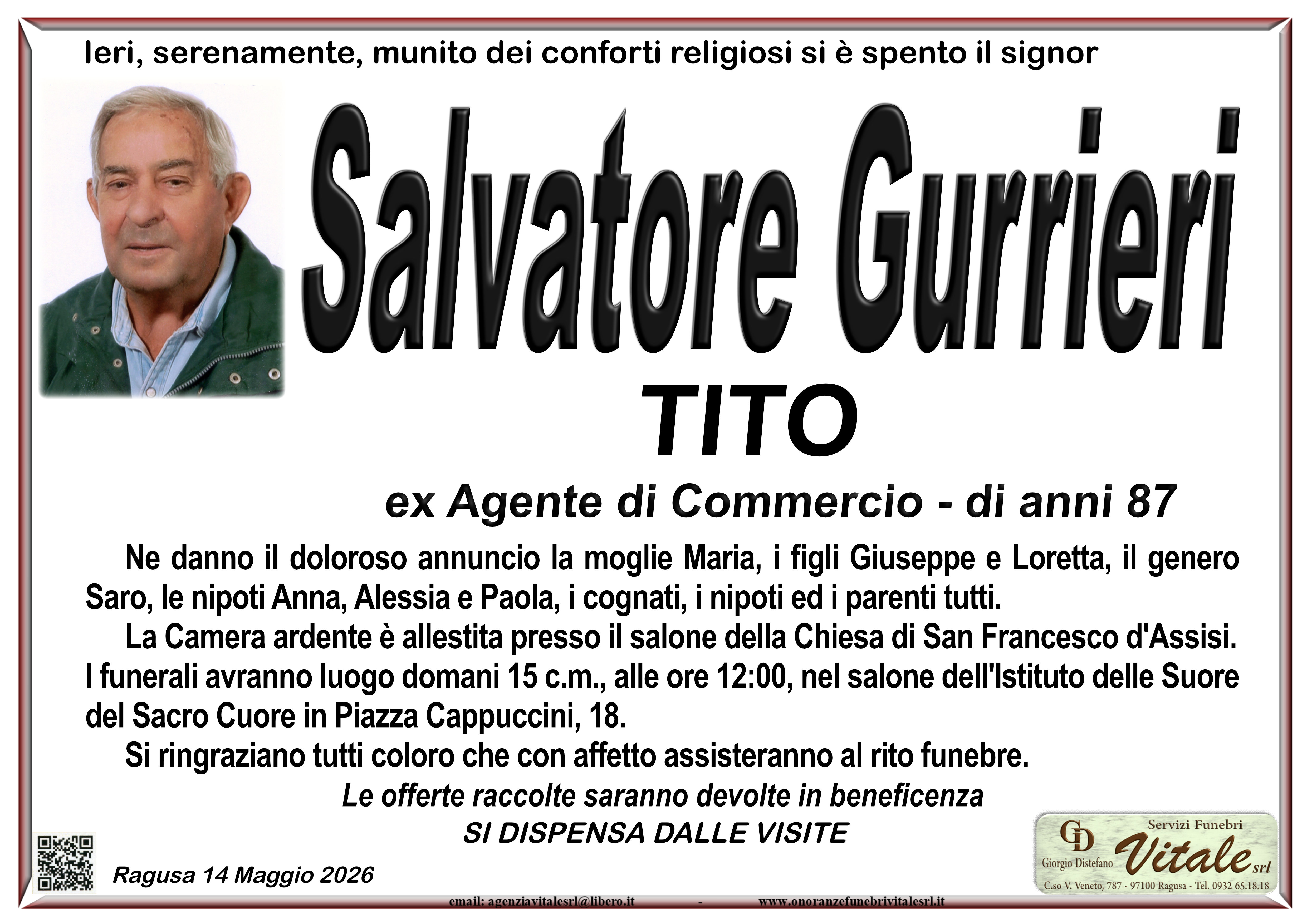 Necrologi: Salvatore Gurrieri