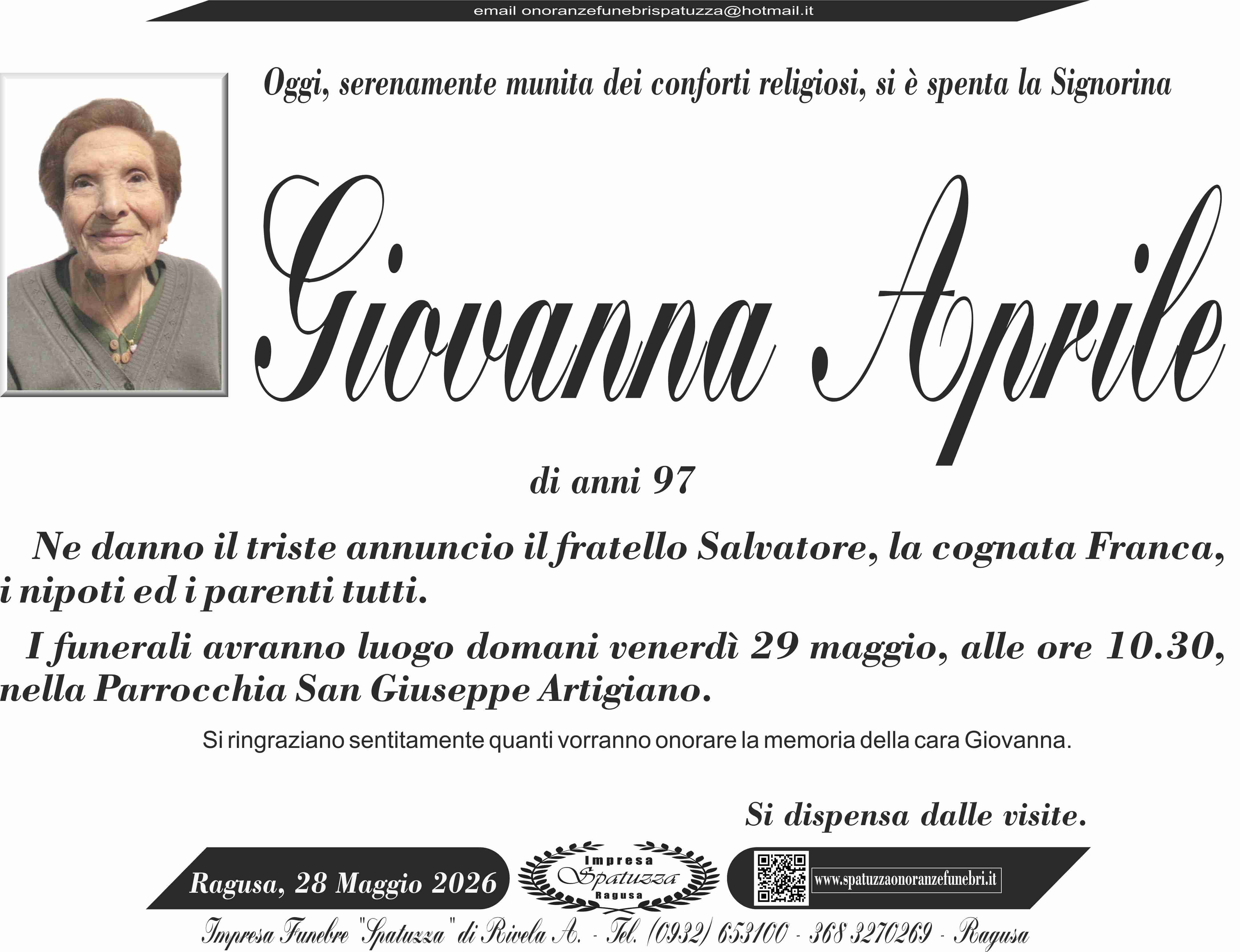 Necrologi: Giovanna Aprile