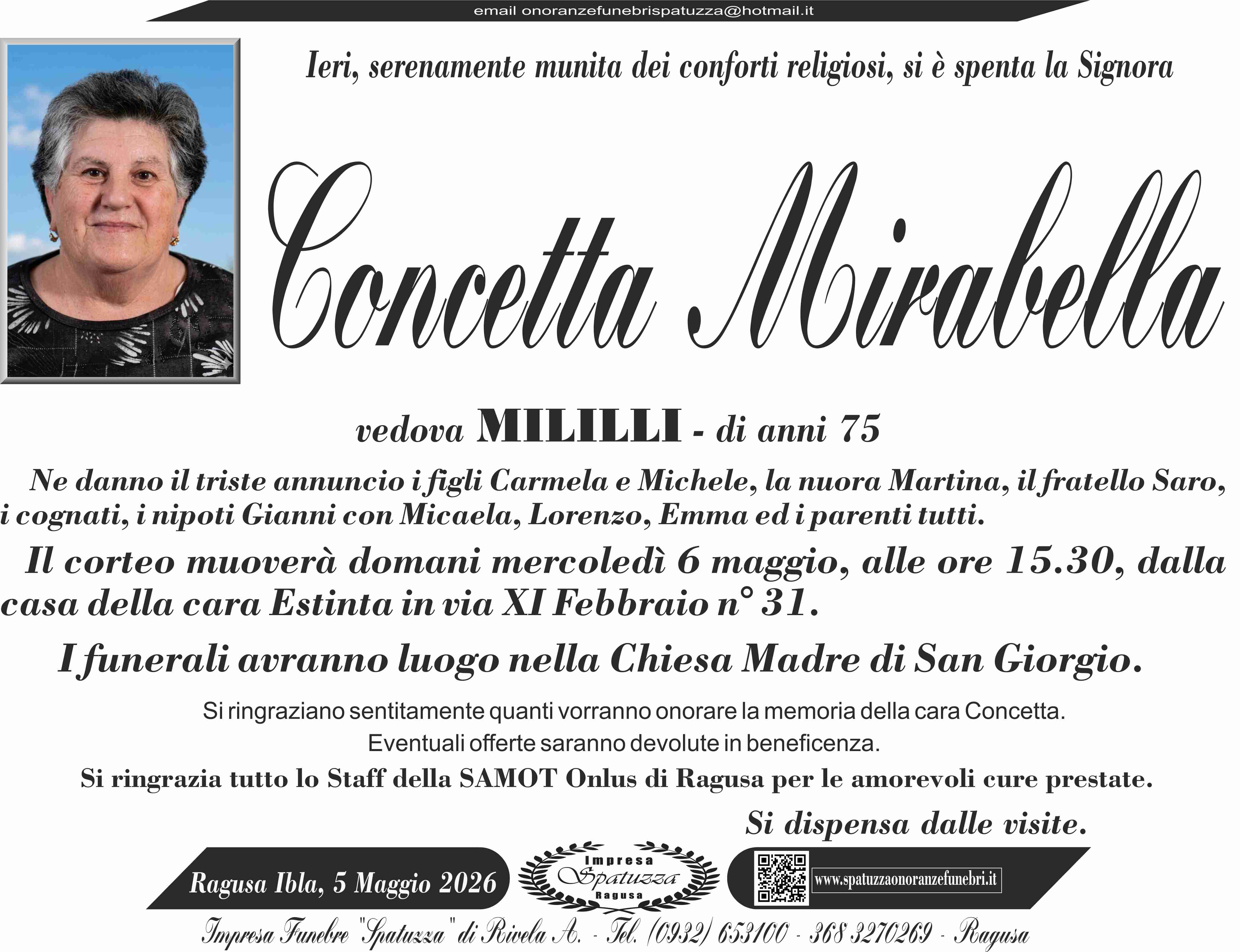 Necrologi: Concetta Mirabella