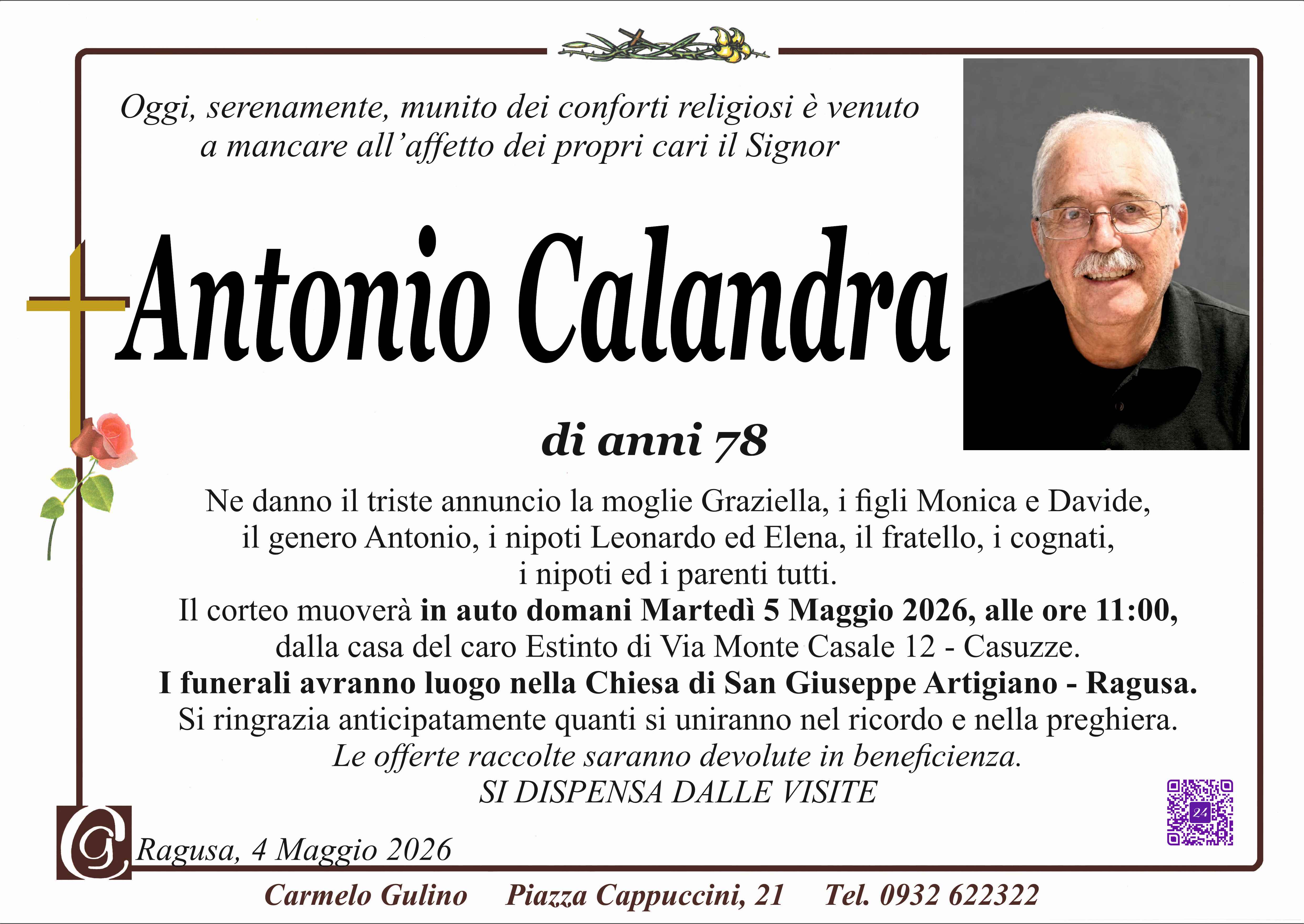 Necrologi: Antonio Calandra