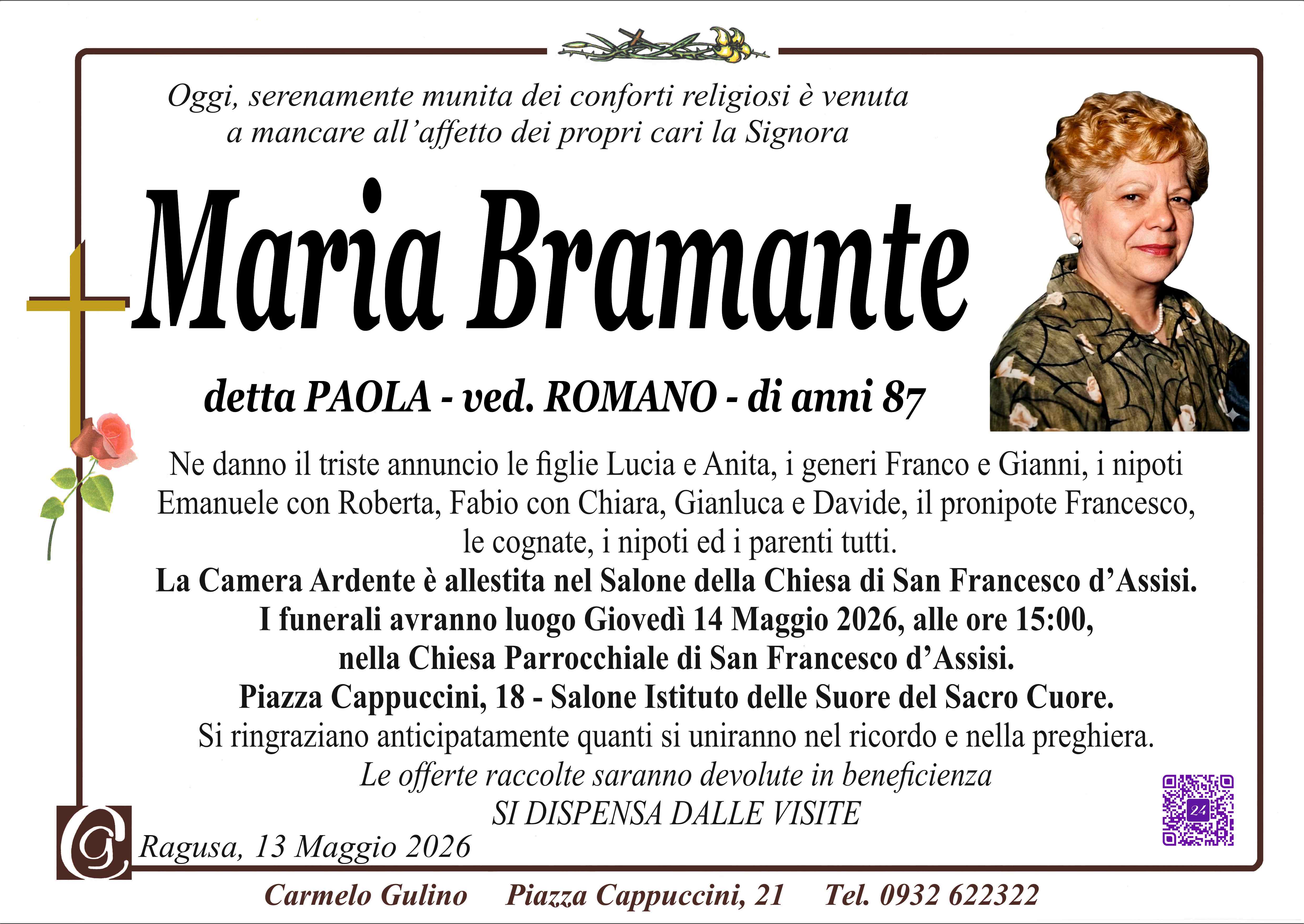 Necrologi: Maria Bramante