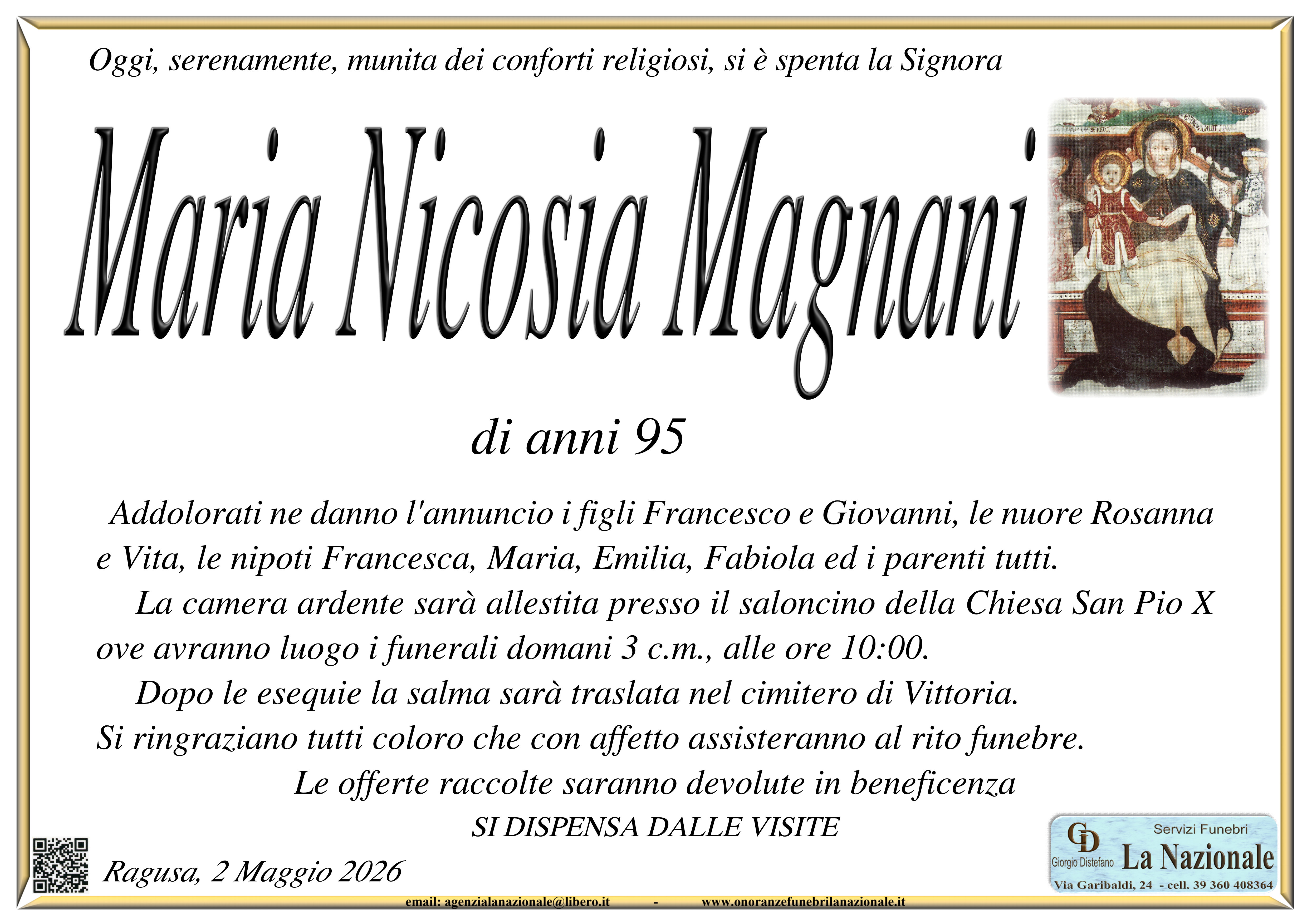Necrologi: Maria Nicosia Magnani