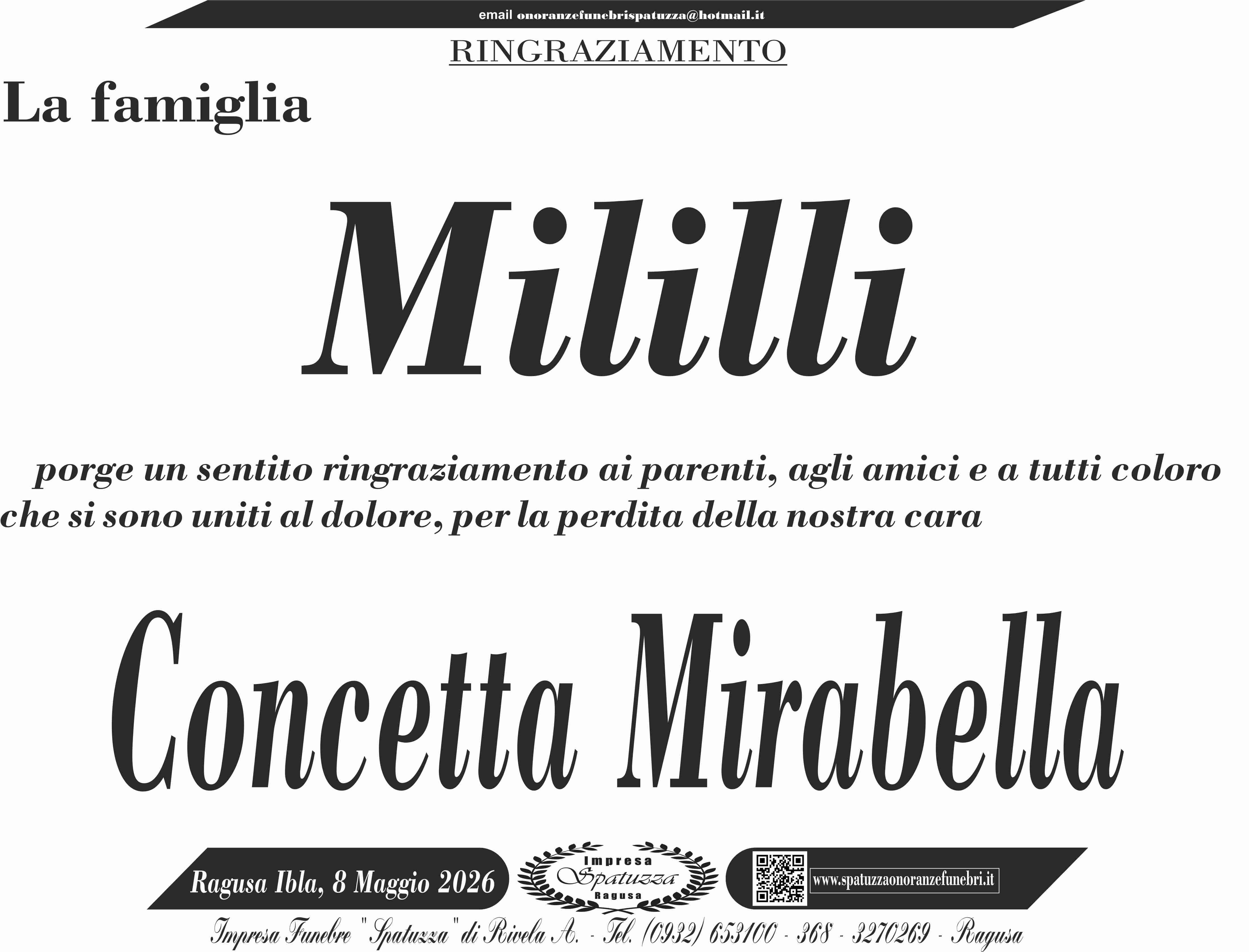 Ringraziamento: famiglia Mililli