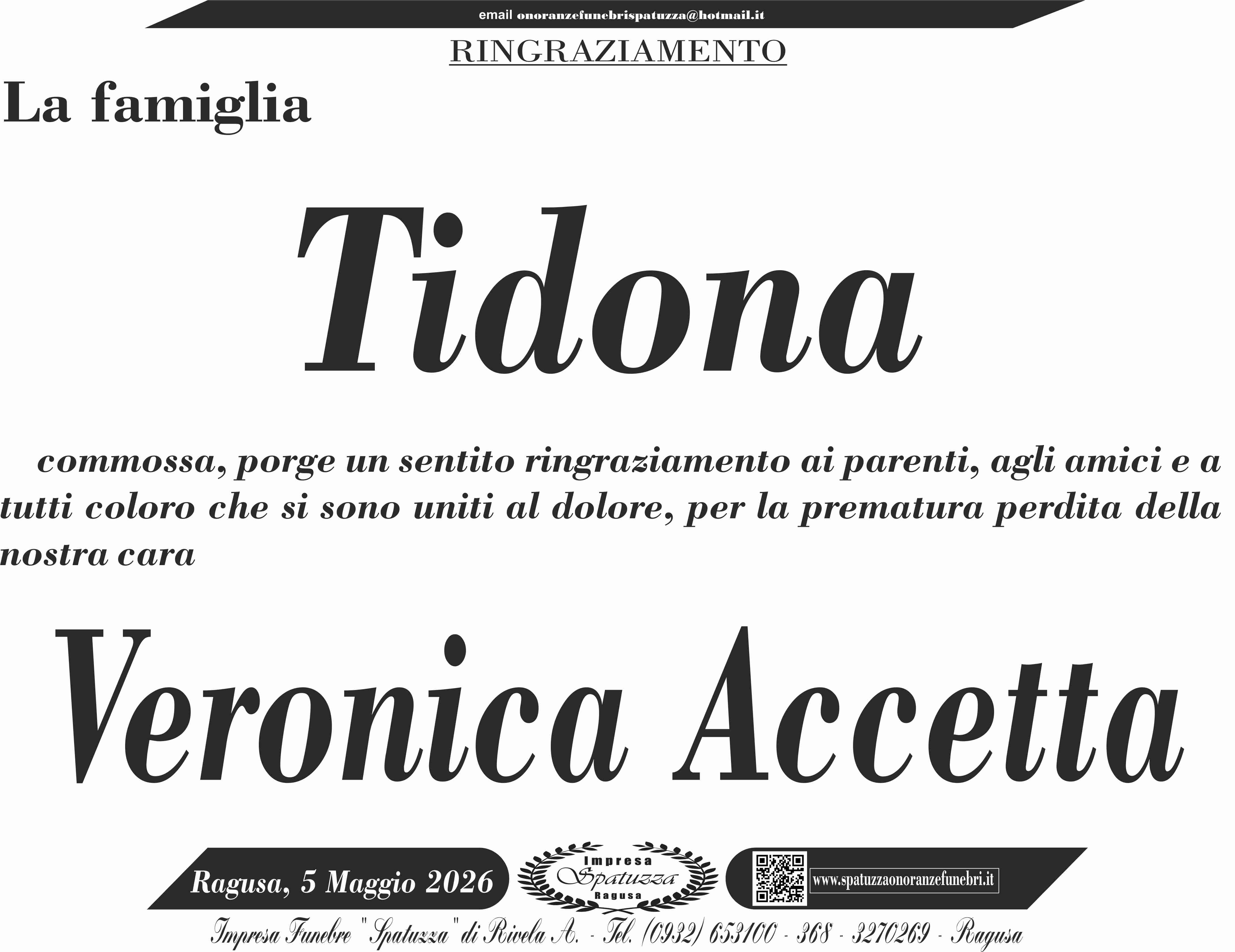 Ringraziamento: famiglia Tidona