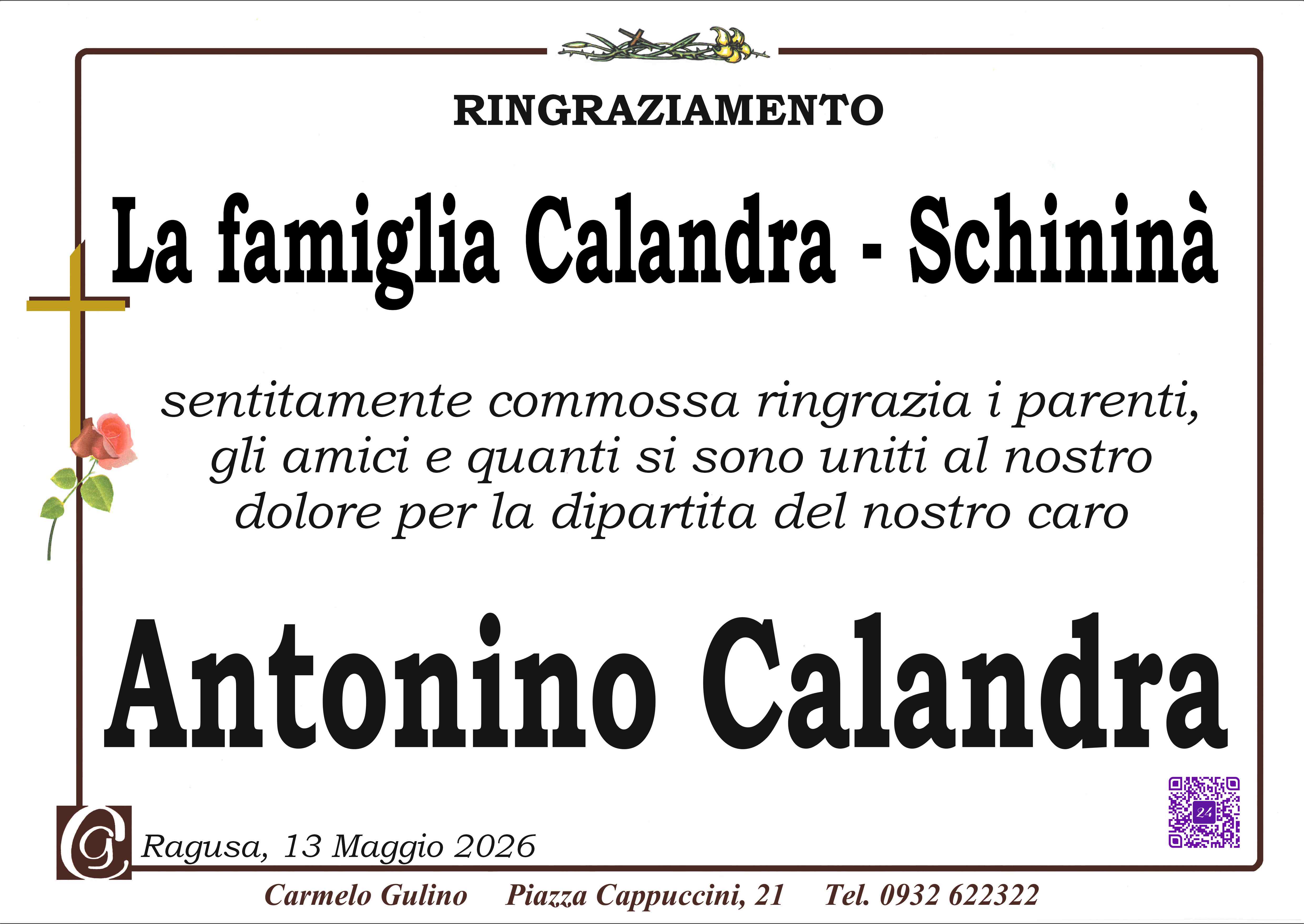 Ringraziamento: famiglia Calandra-Schininà