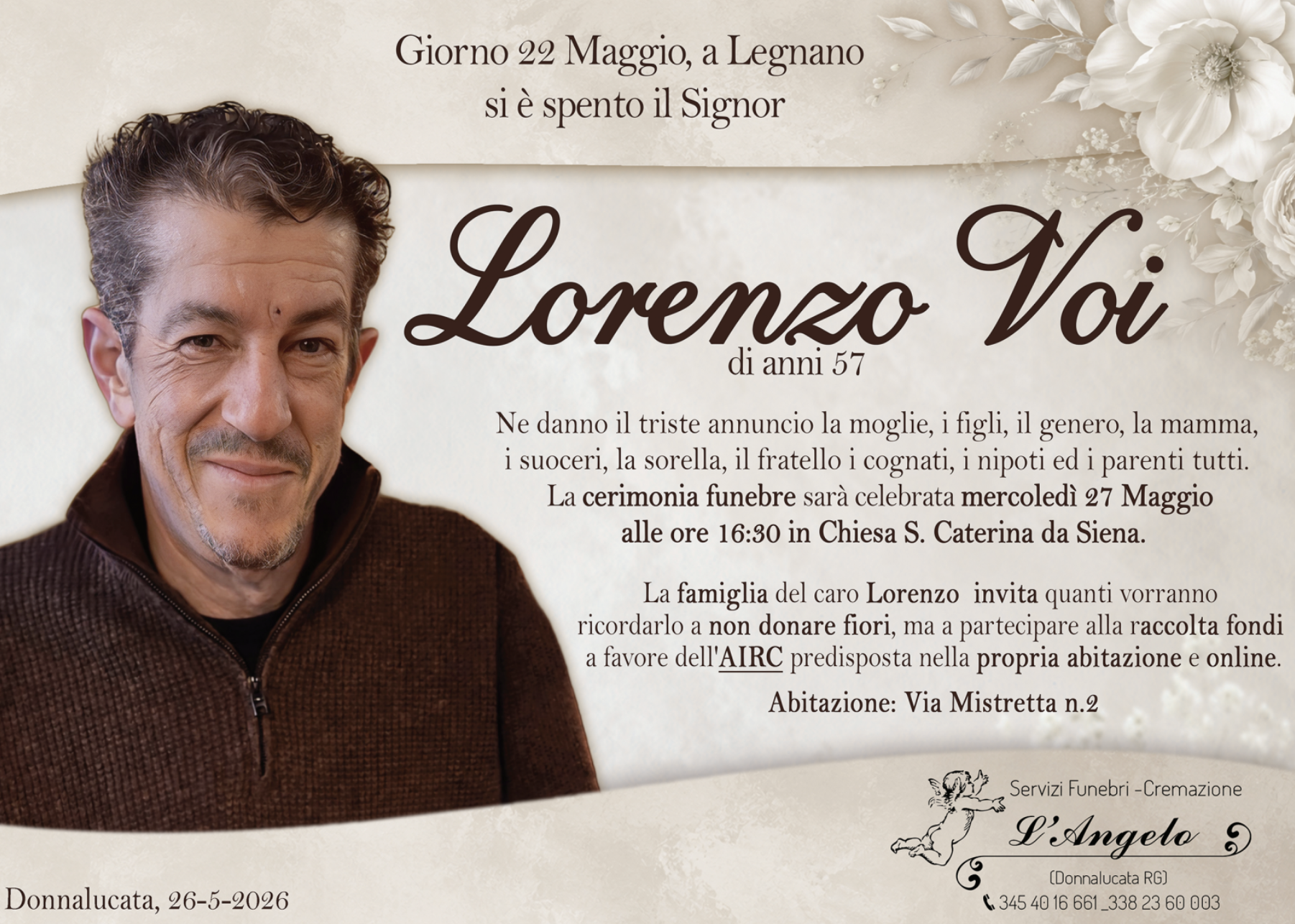 Necrologi: Lorenzo Voi