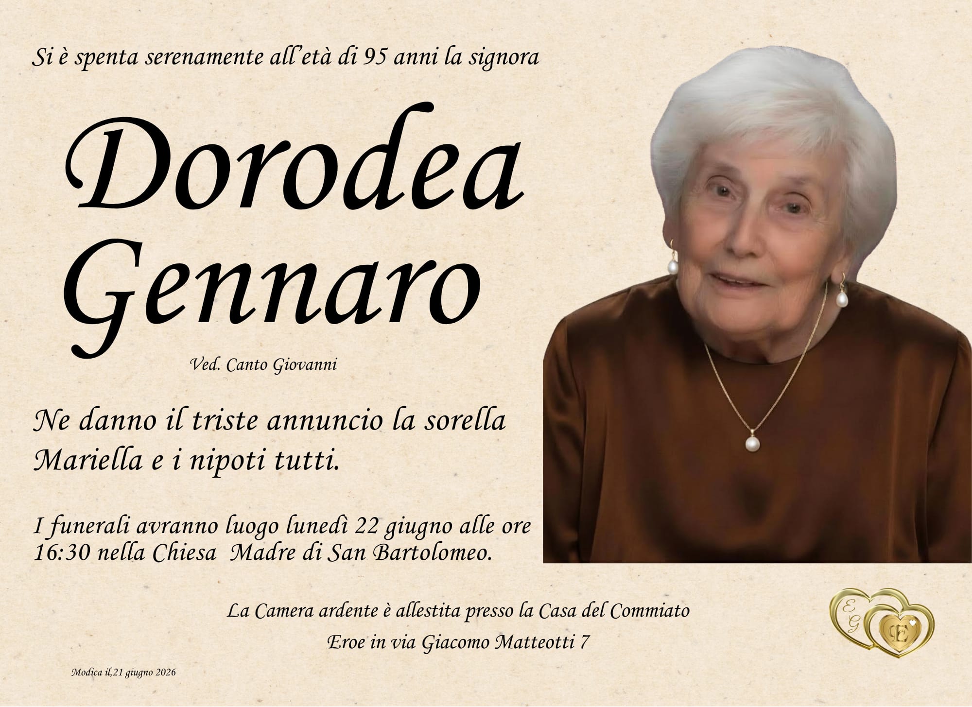Necrologi: Dorodea Gennaro