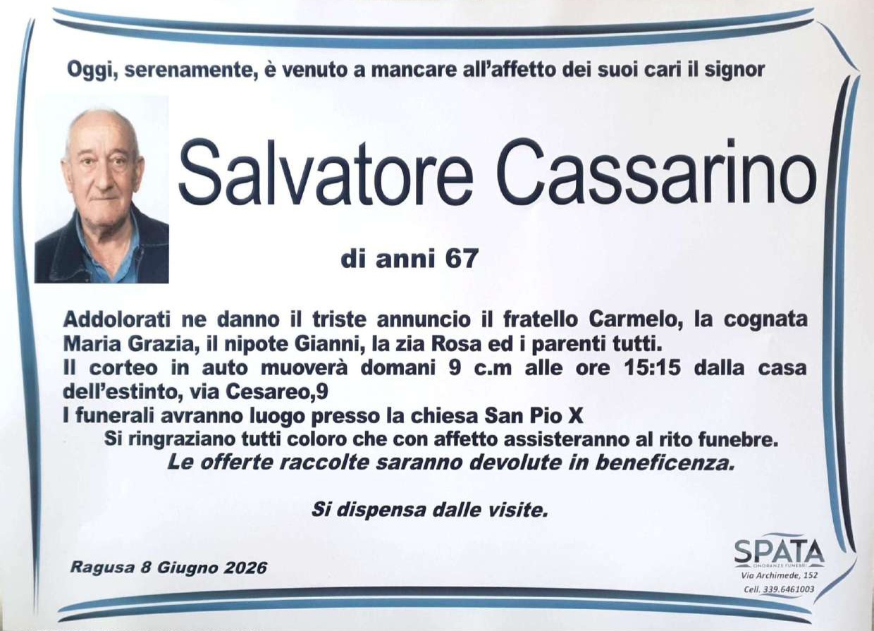Necrologi: Salvatore Cassarino
