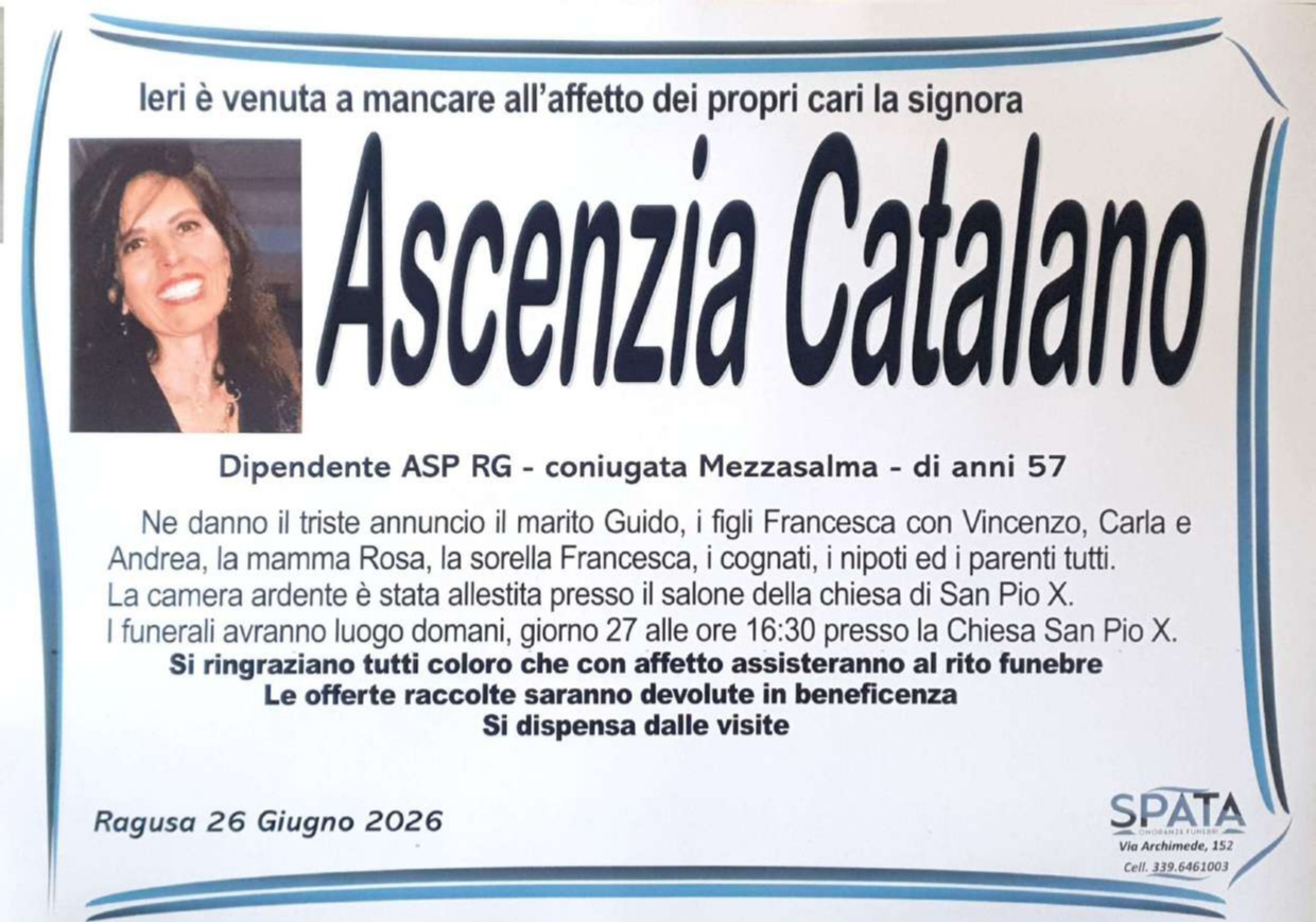 Necrologi: Ascenzia Catalano