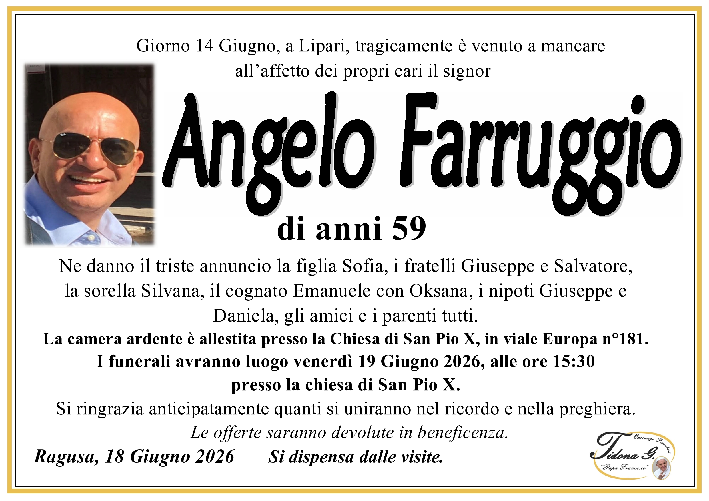 Necrologi: Angelo Farruggio