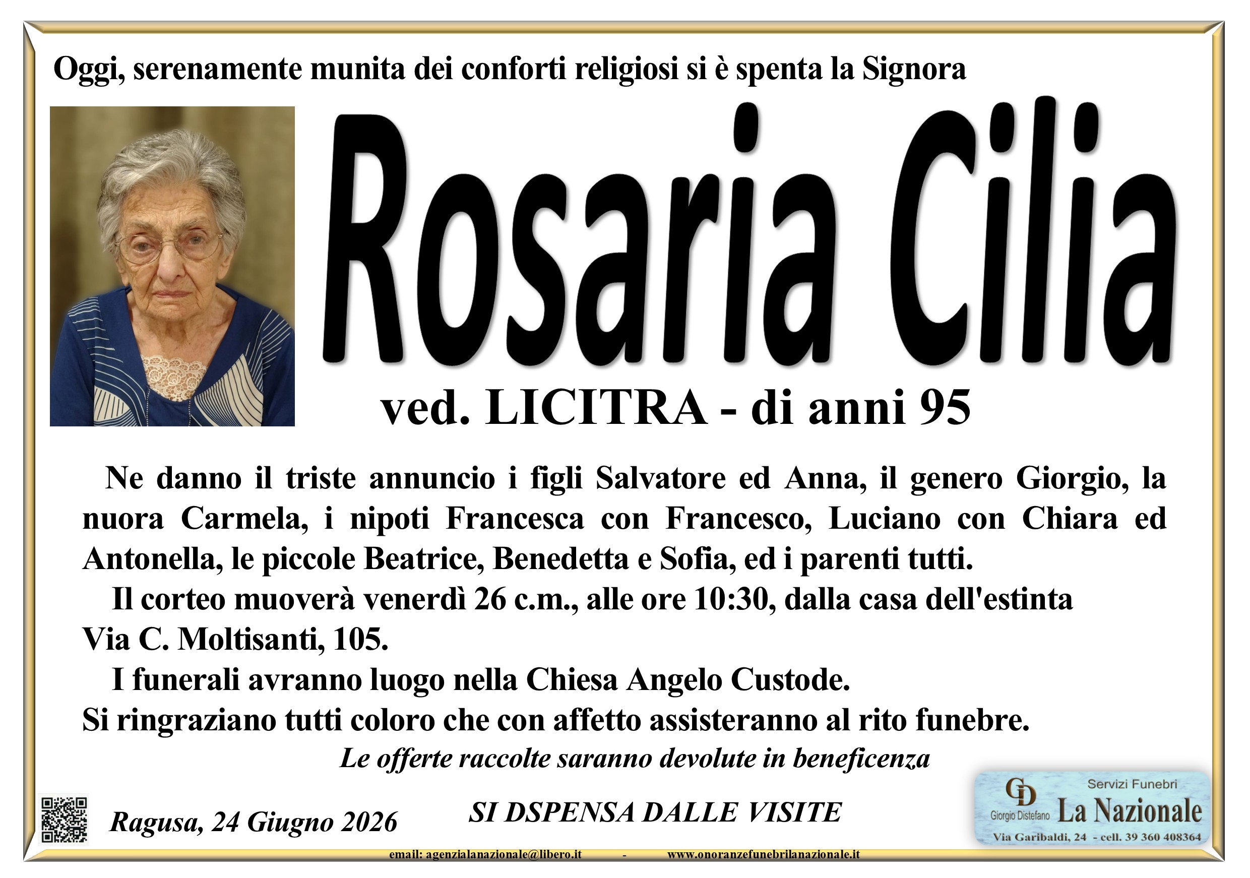 Necrologi: Rosaria Cilia