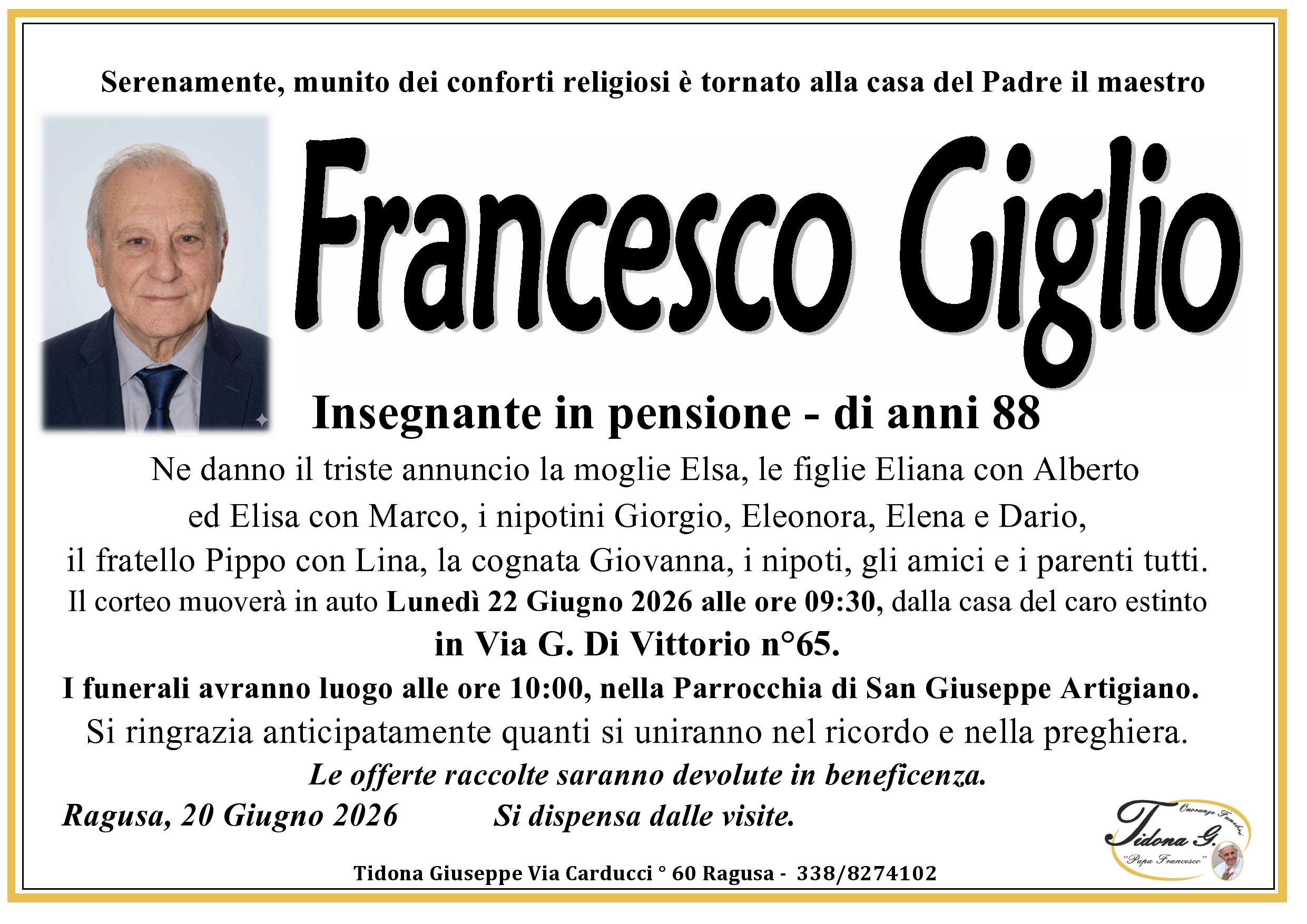 Necrologi: Francesco Giglio