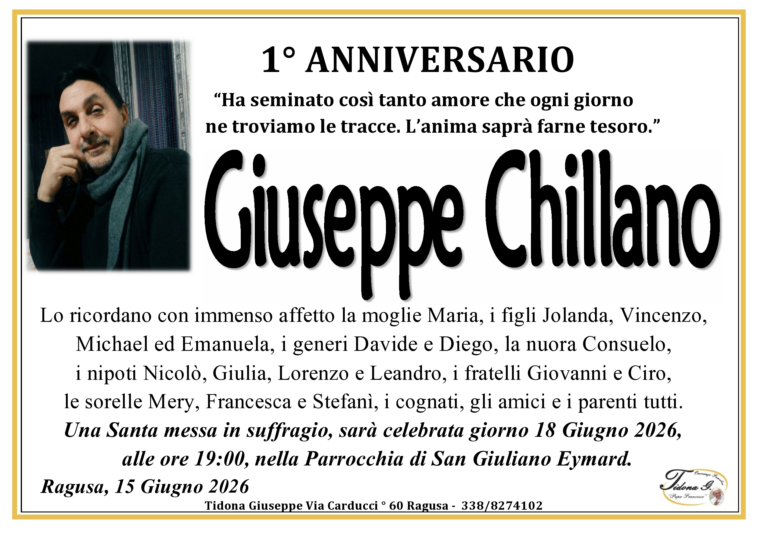 Anniversario: Giuseppe Chillano