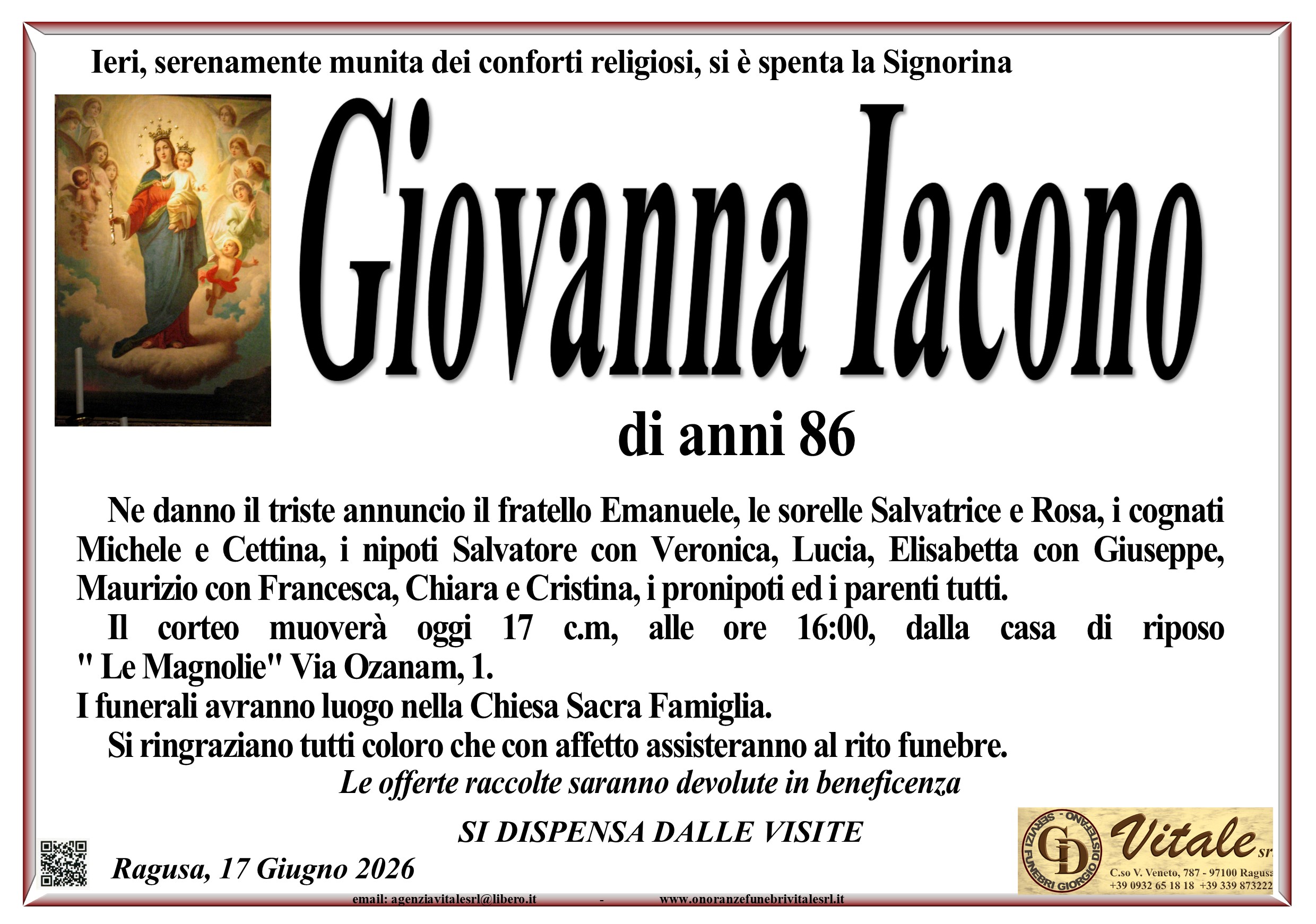 Necrologi: Giovanna Iacono