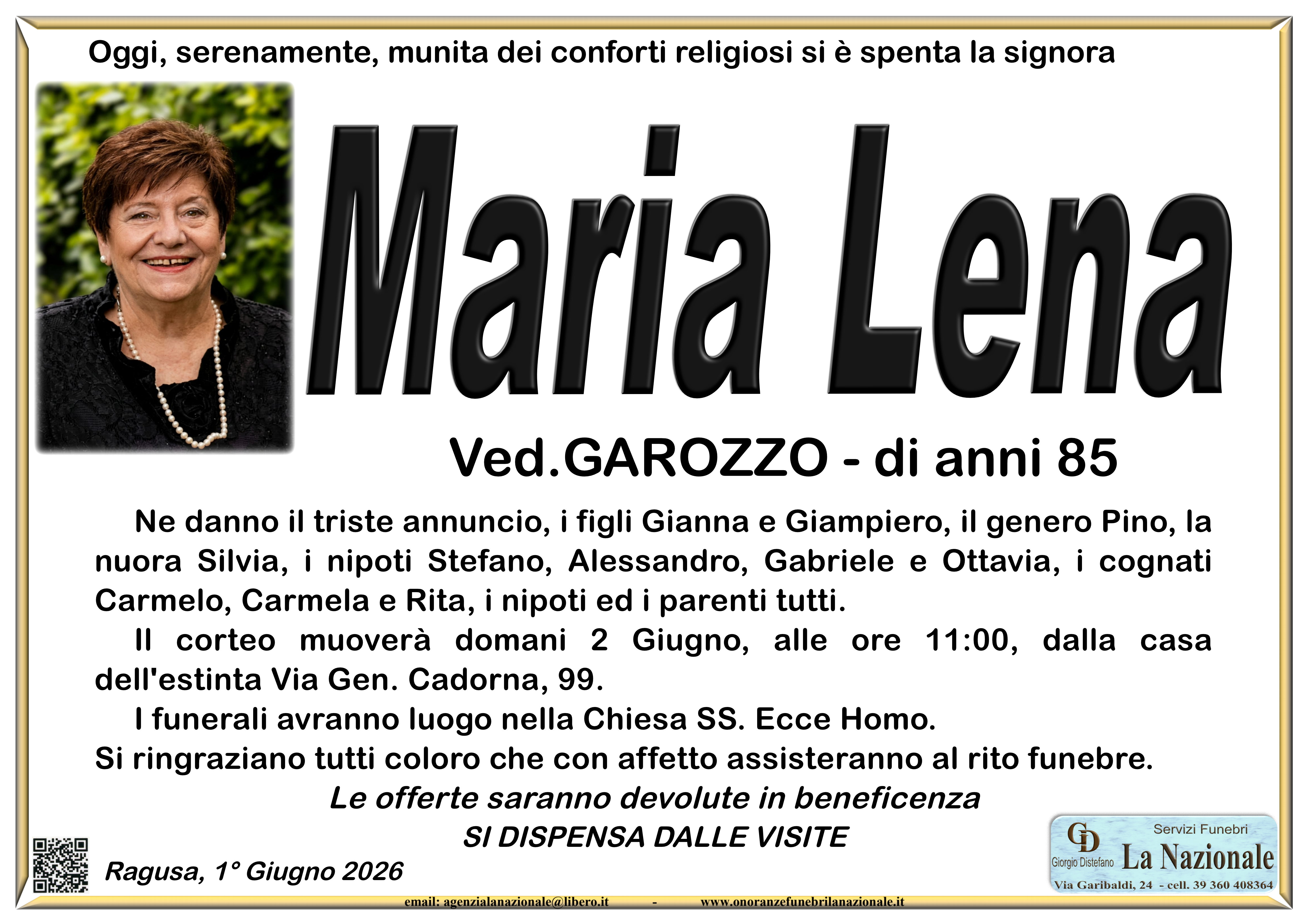 Necrologi: Maria Lena