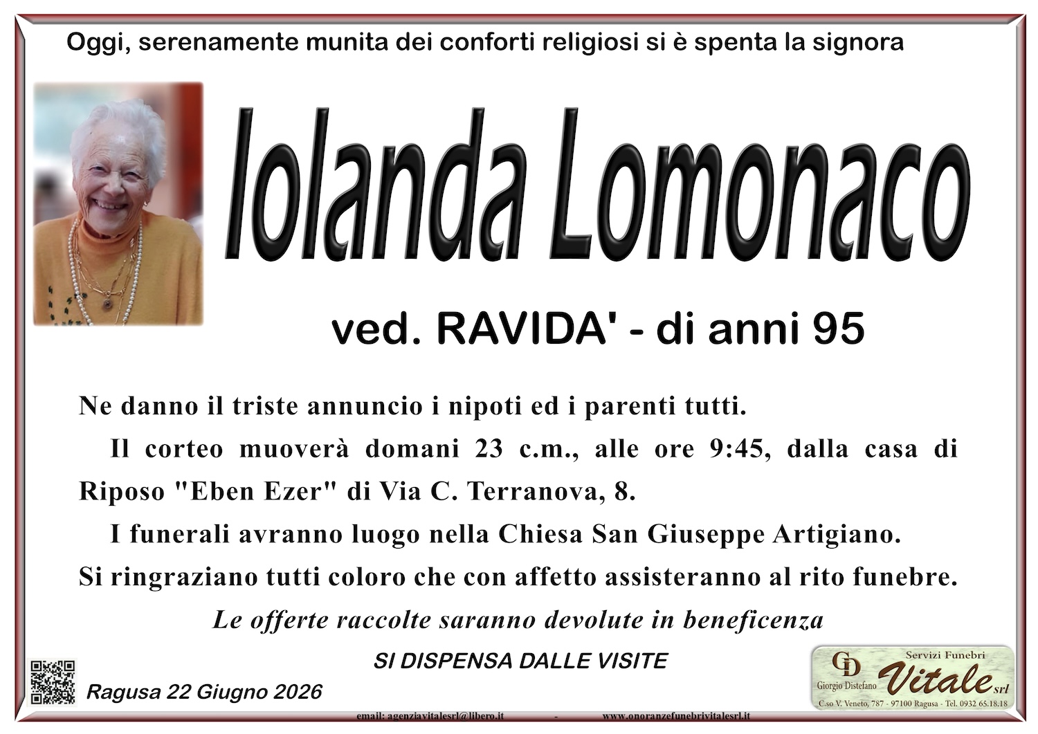 Necrologi: Iolanda Lomonaco