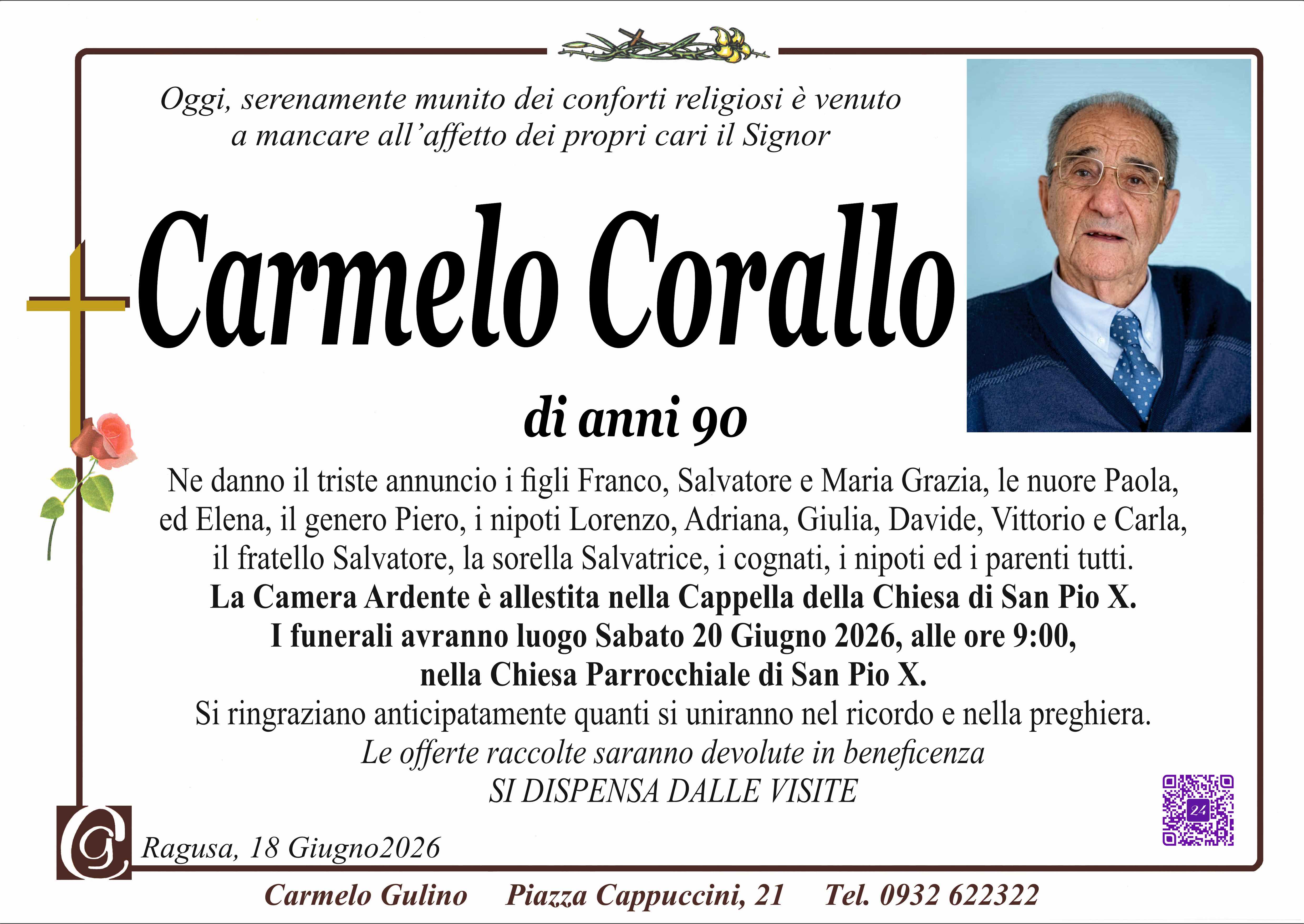 Necrologi: Carmelo Corallo