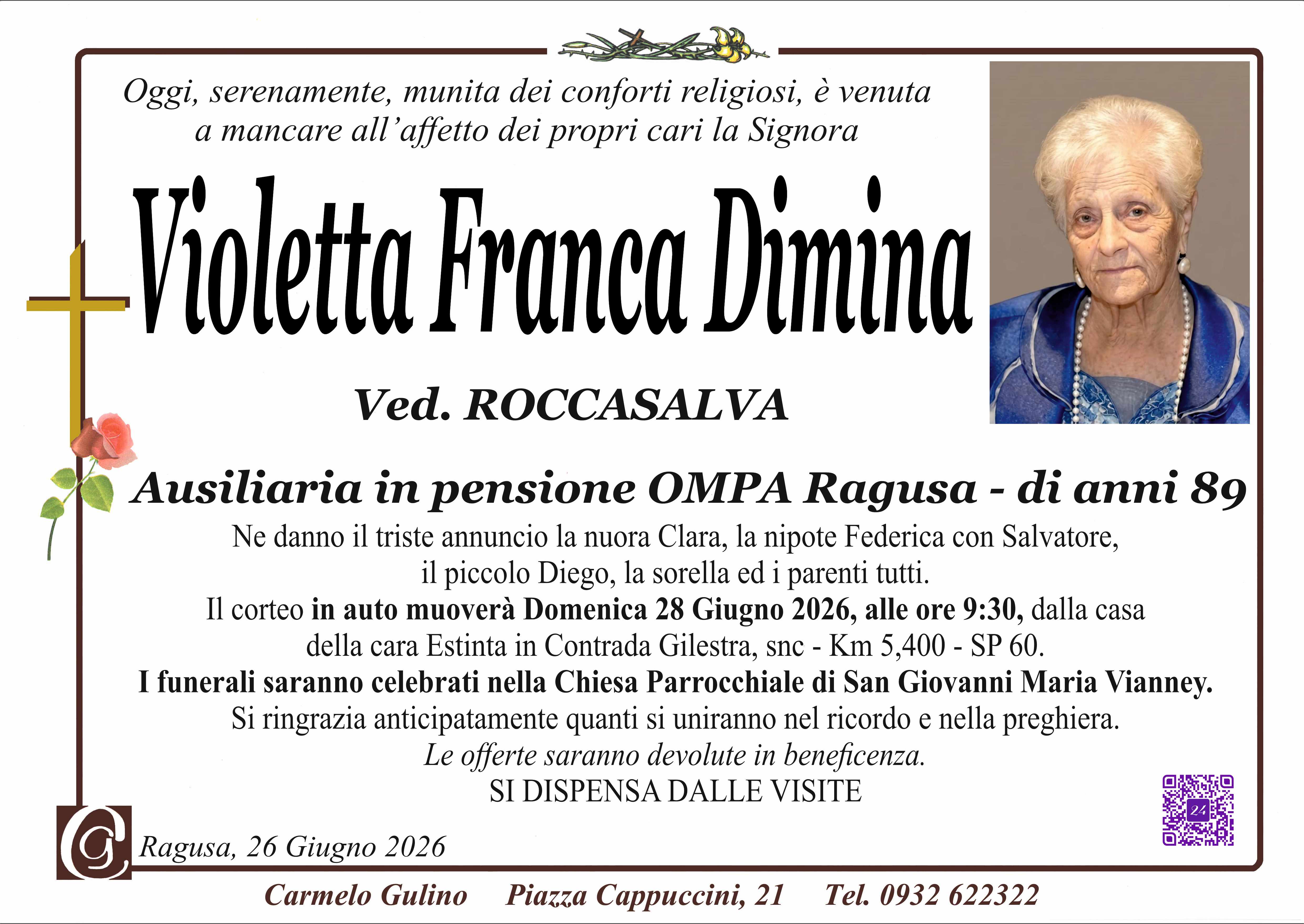 Necrologi: Violetta Franca Dimina 