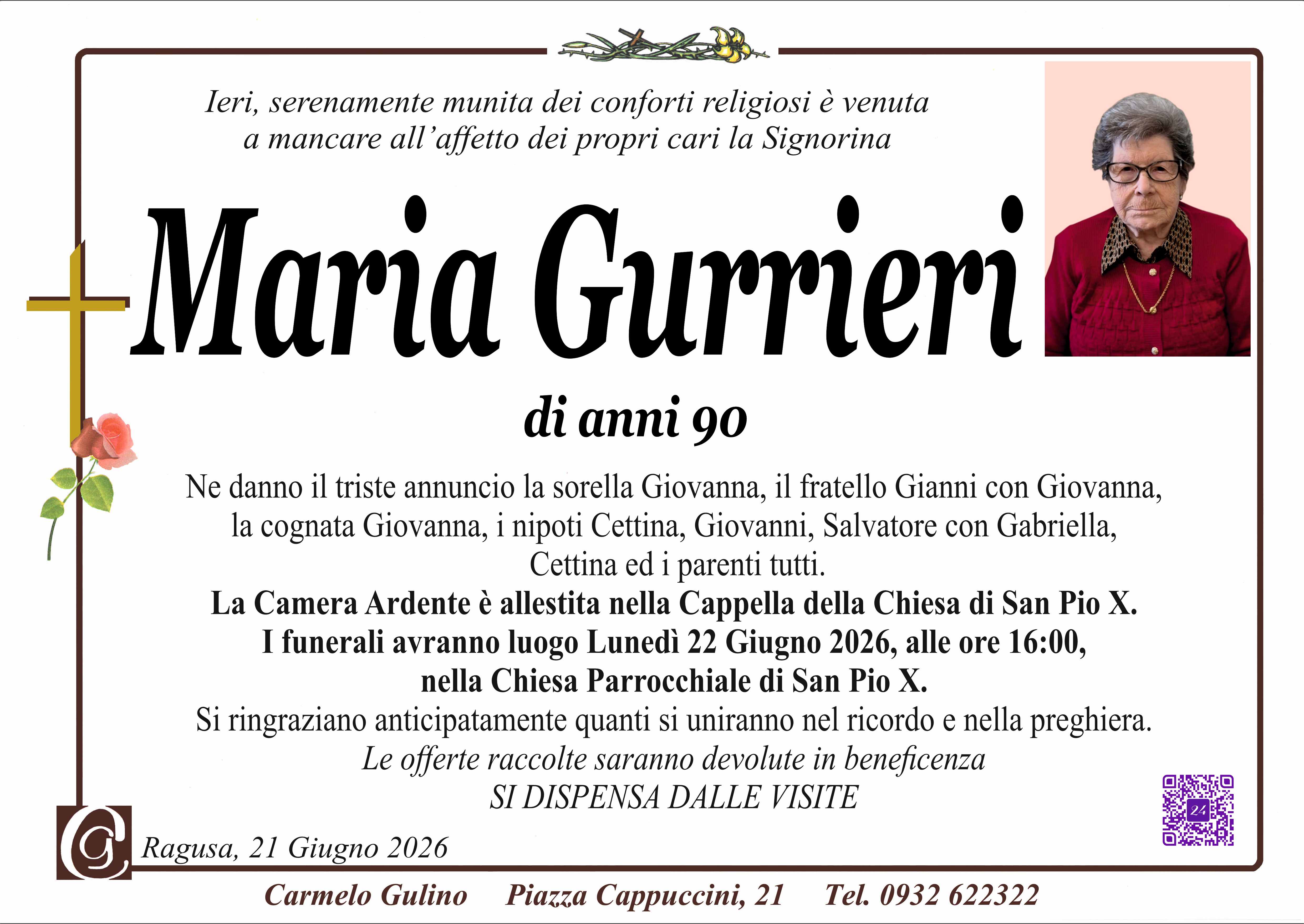 Necrologi: Maria Gurrieri
