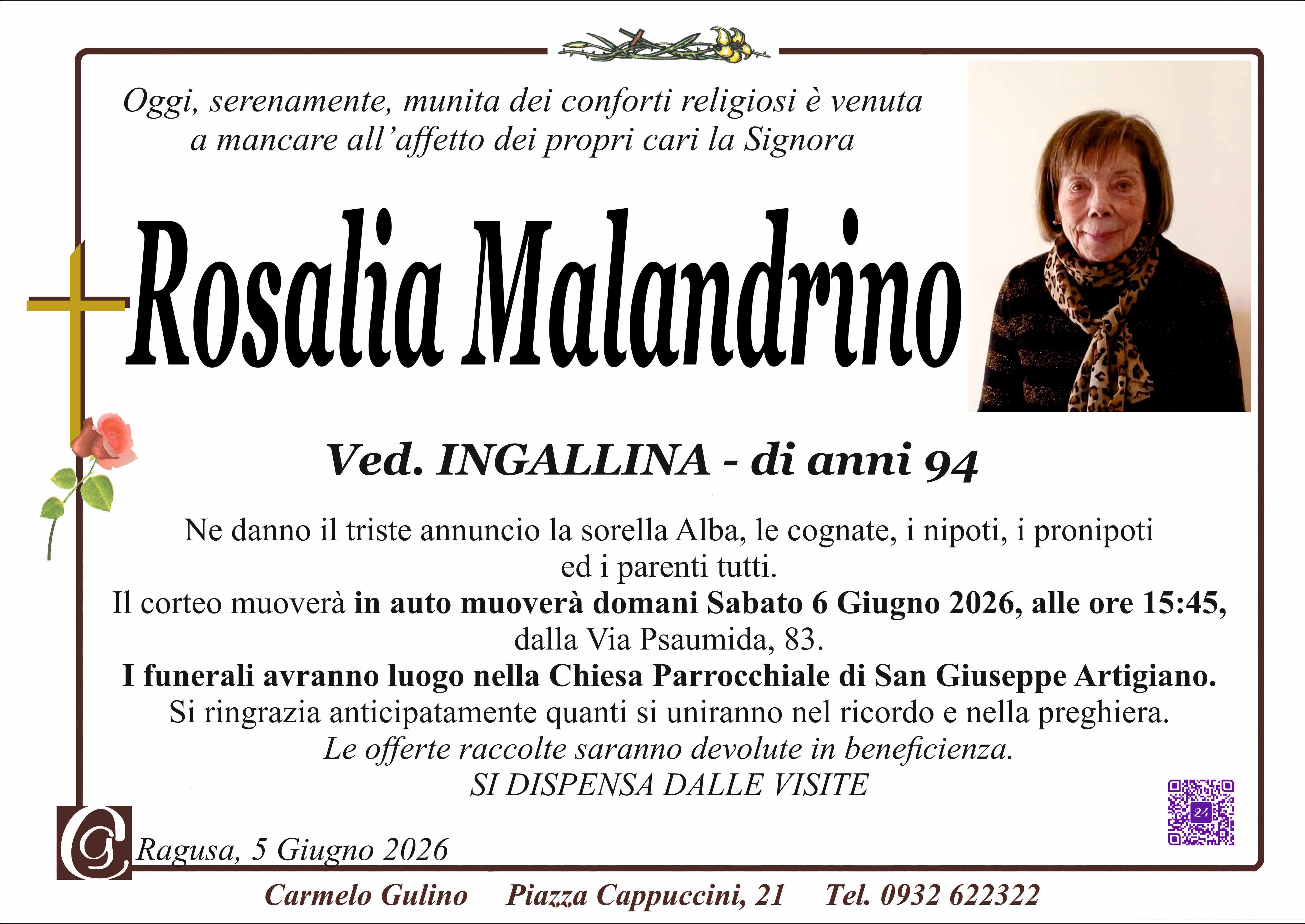 Necrologi: Rosalia Malandrino