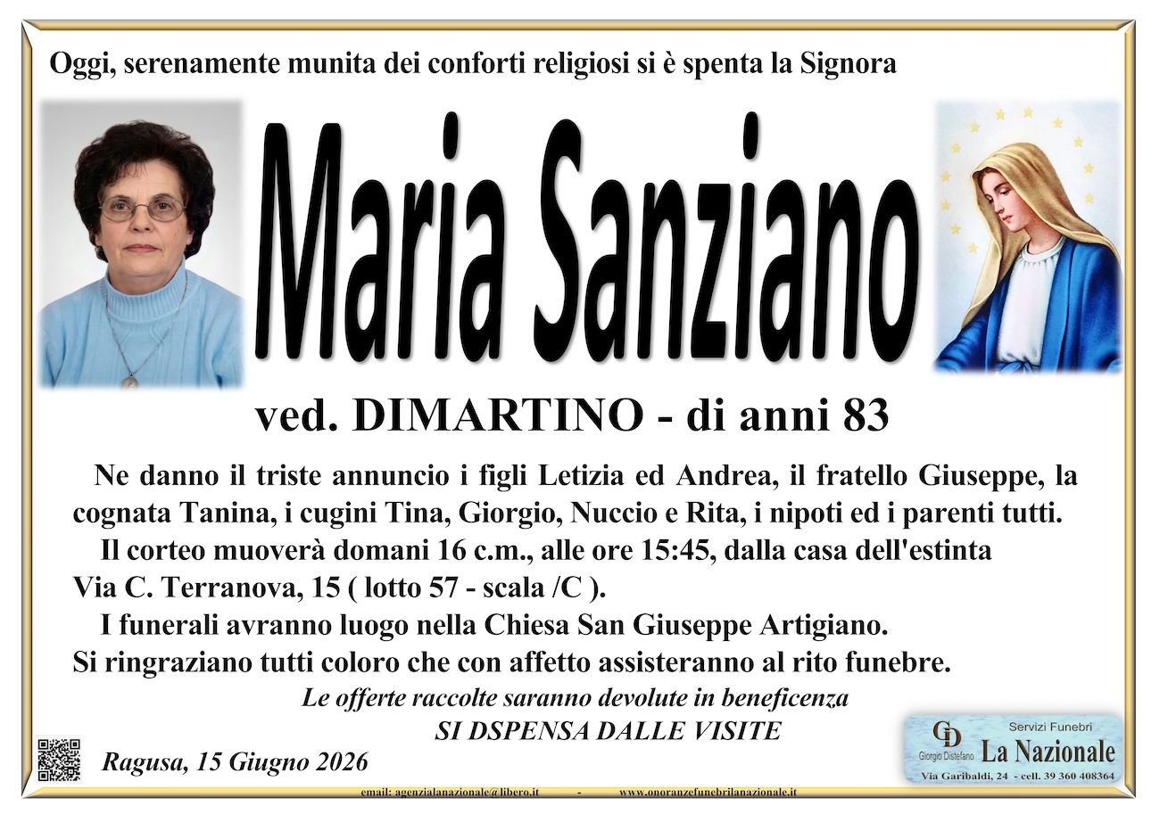 Necrologi: Maria Sanziano
