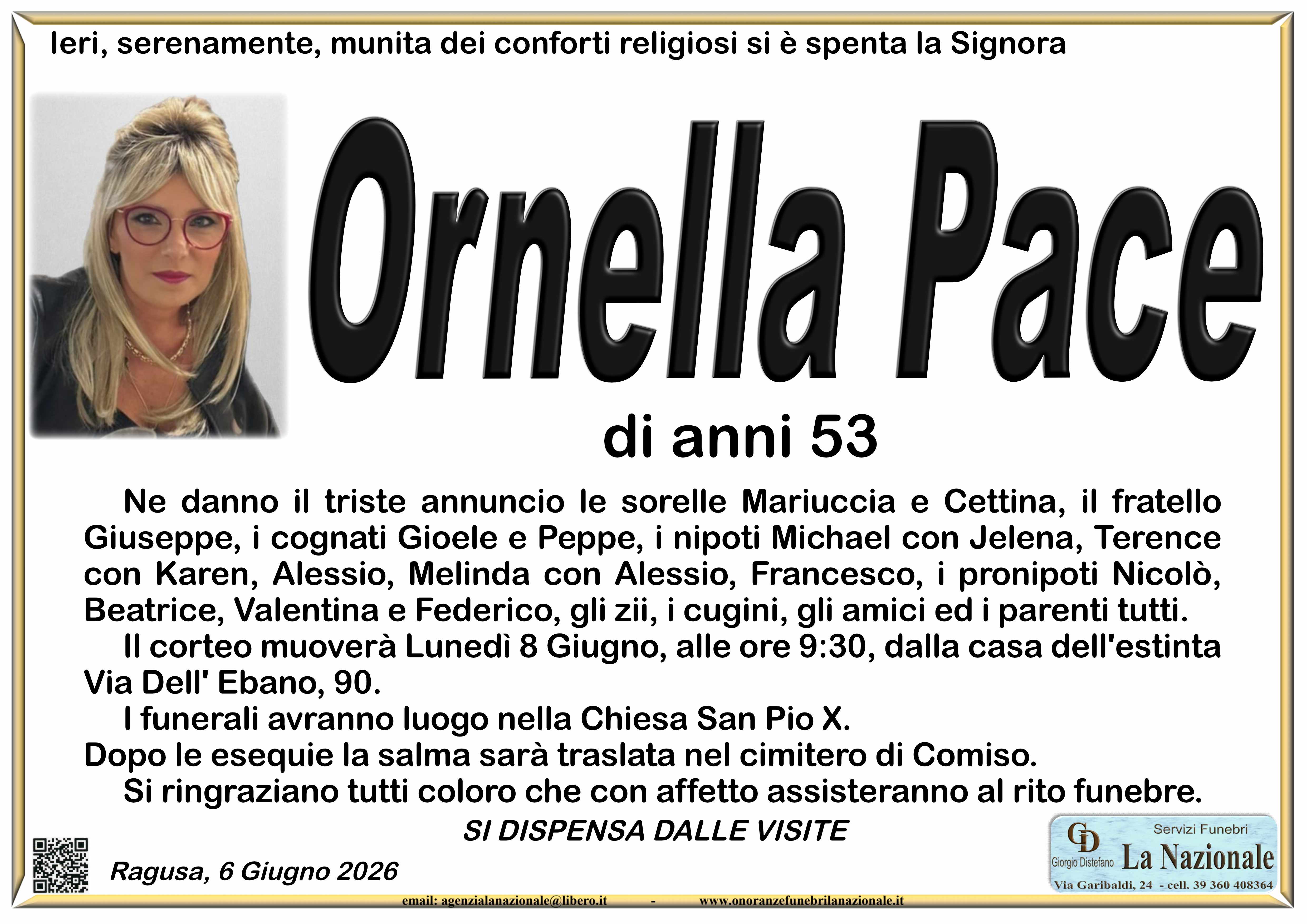 Necrologi: Ornella Pace