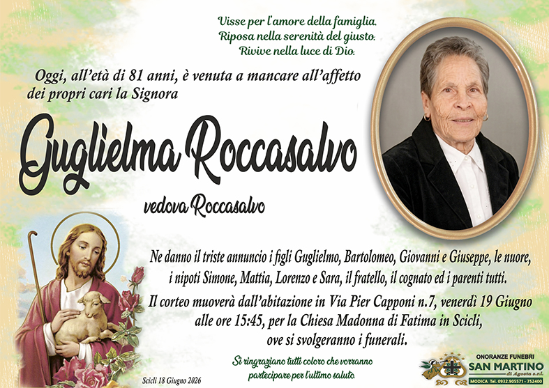 Necrologi: Guglielma Roccasalvo