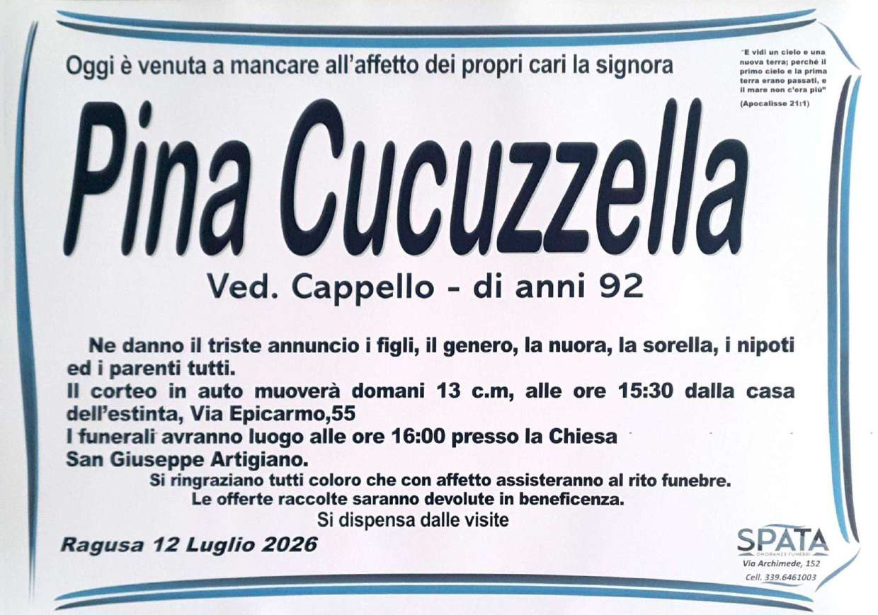Necrologi: Pina Cucuzzella
