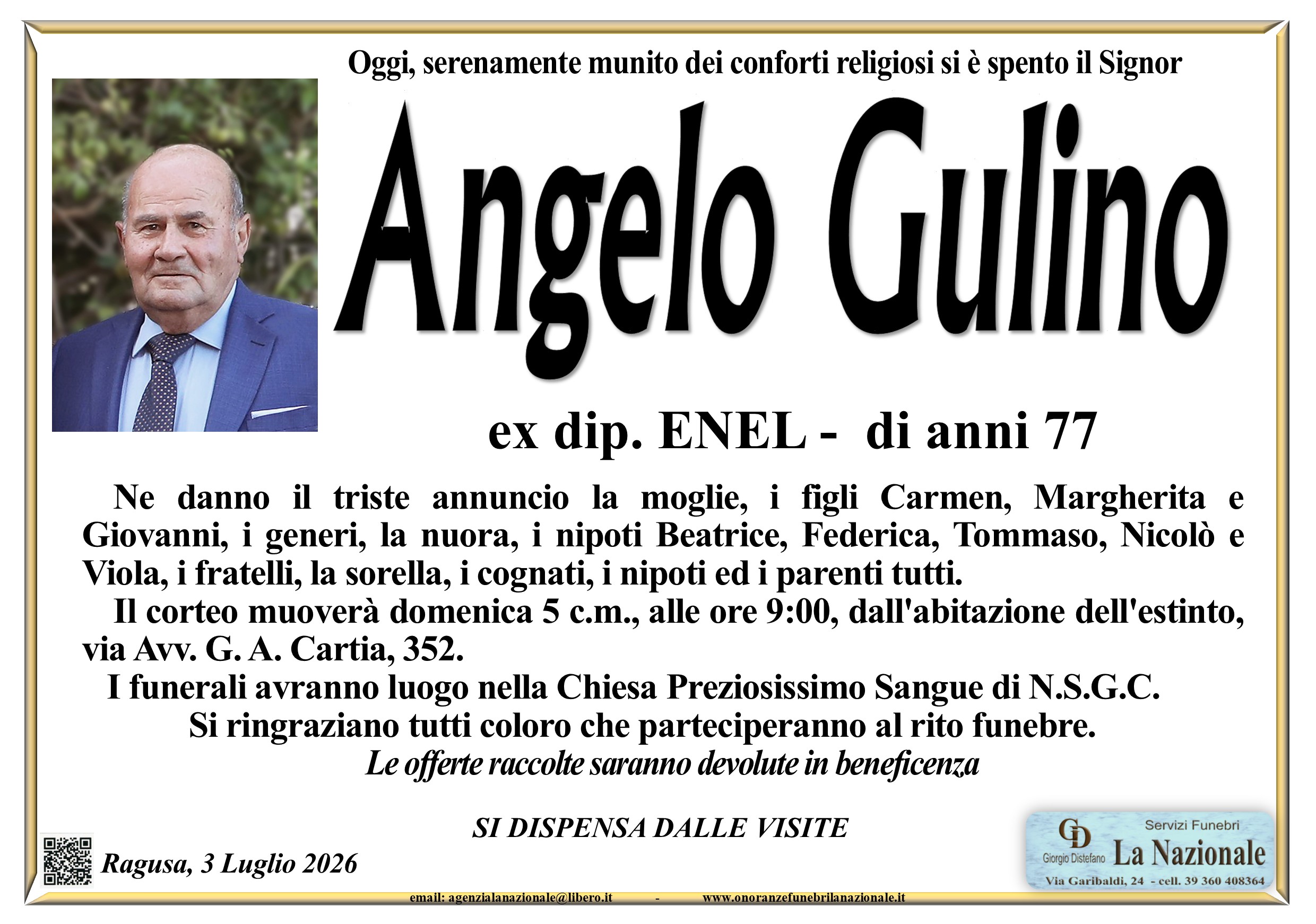 Necrologi: Angelo Gulino