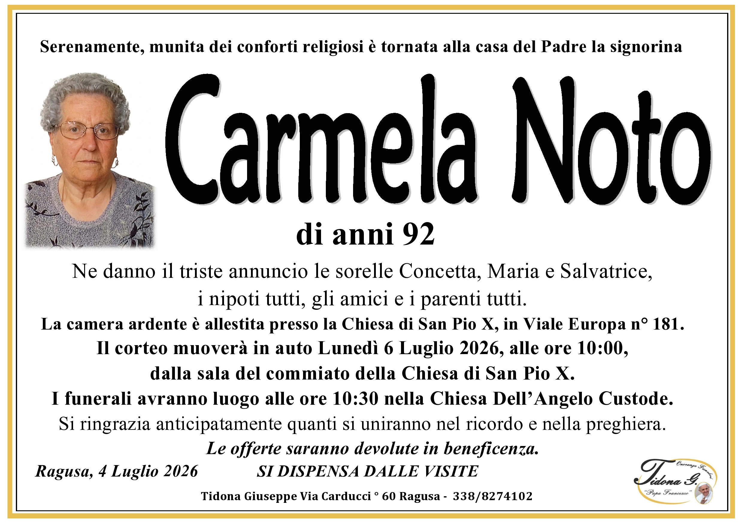 Necrologi: Carmela Noto