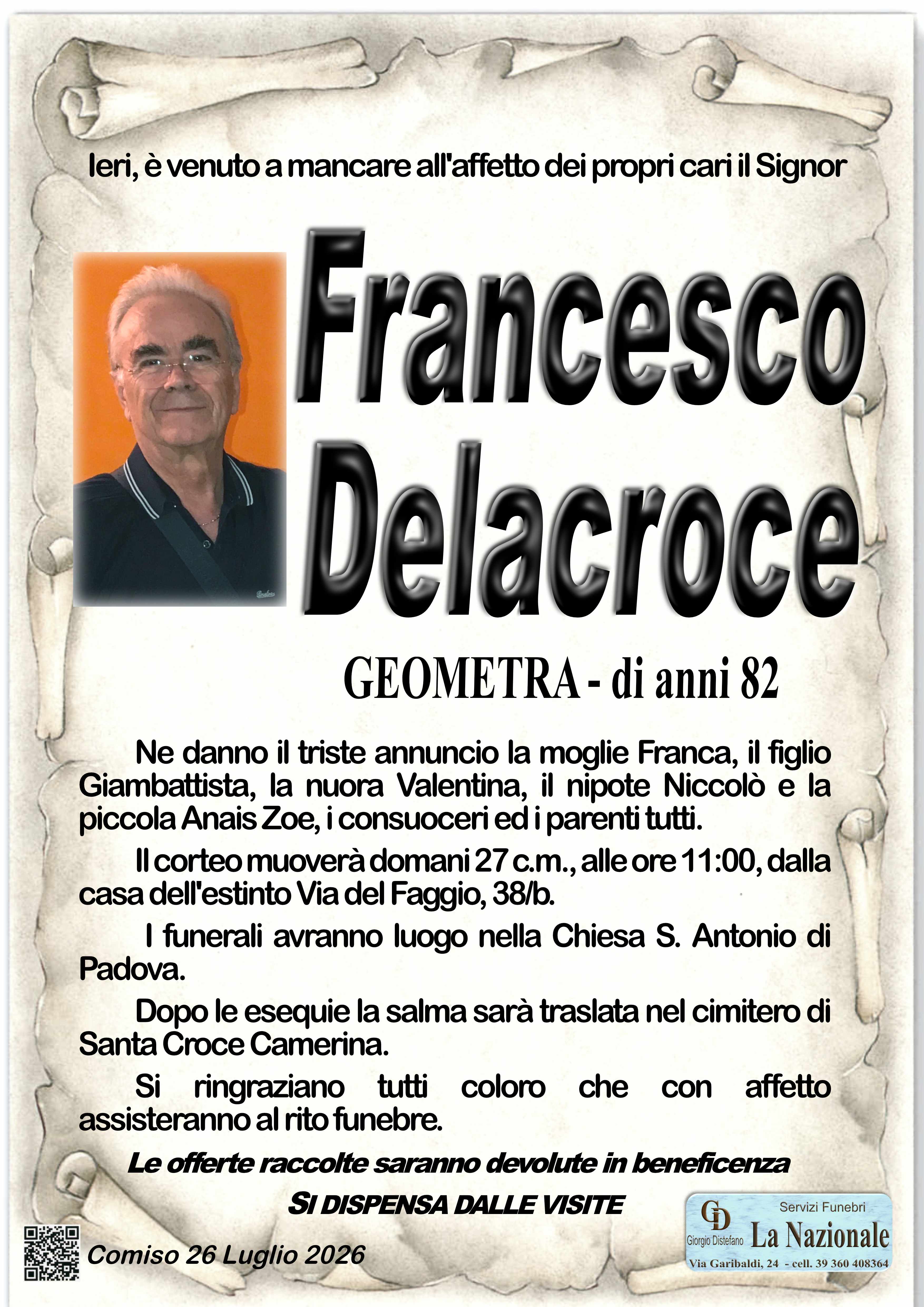 Necrologi: Francesco Delacroce
